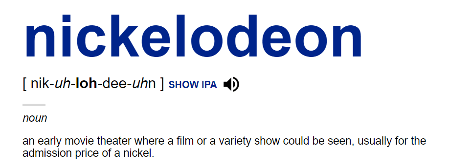 Etymology of 'nickelodeon'