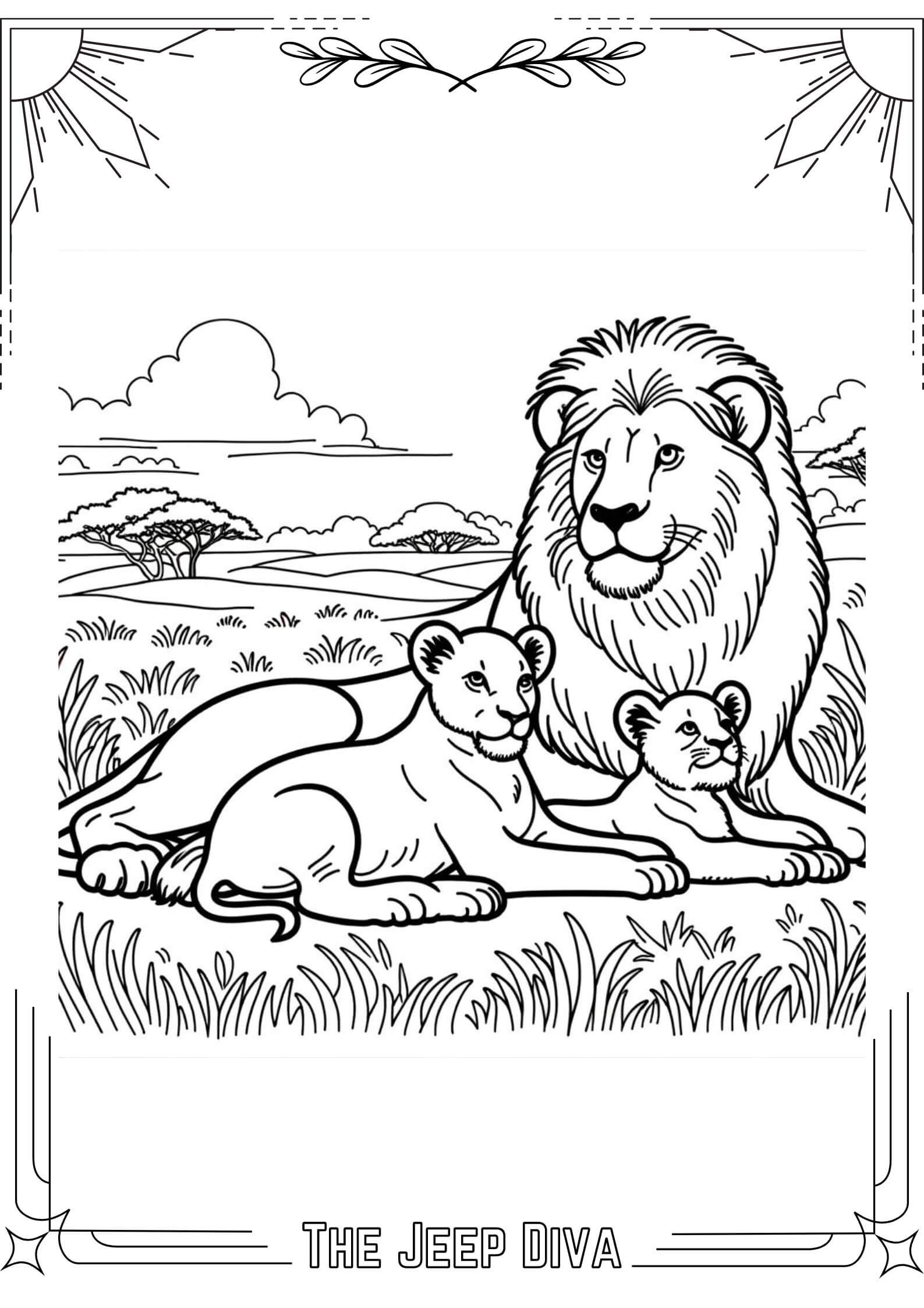 The Jeep Diva Coloring Page Lion Hard Difficulty 1