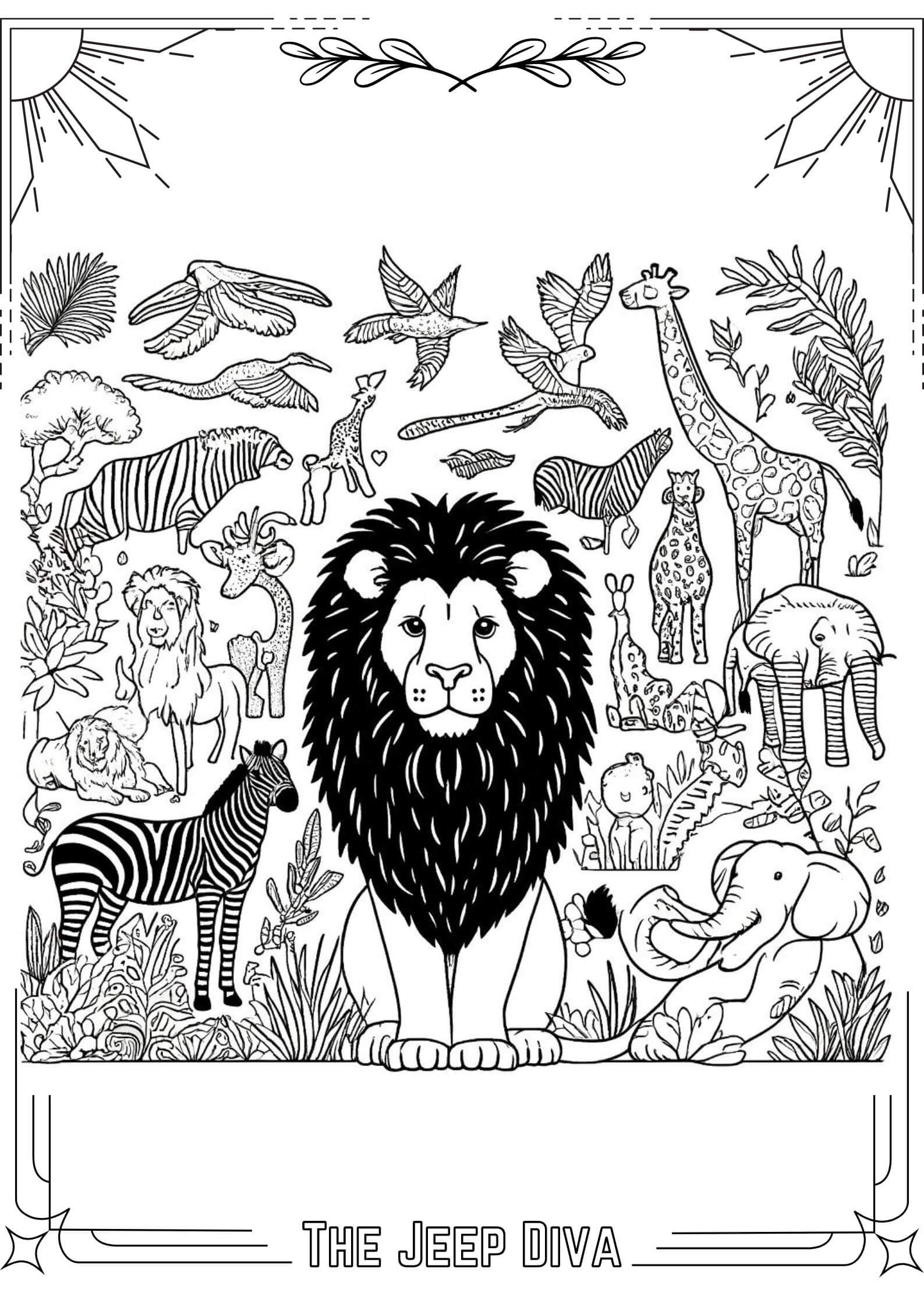 The Jeep Diva Coloring Page Lion Hard Difficulty 10