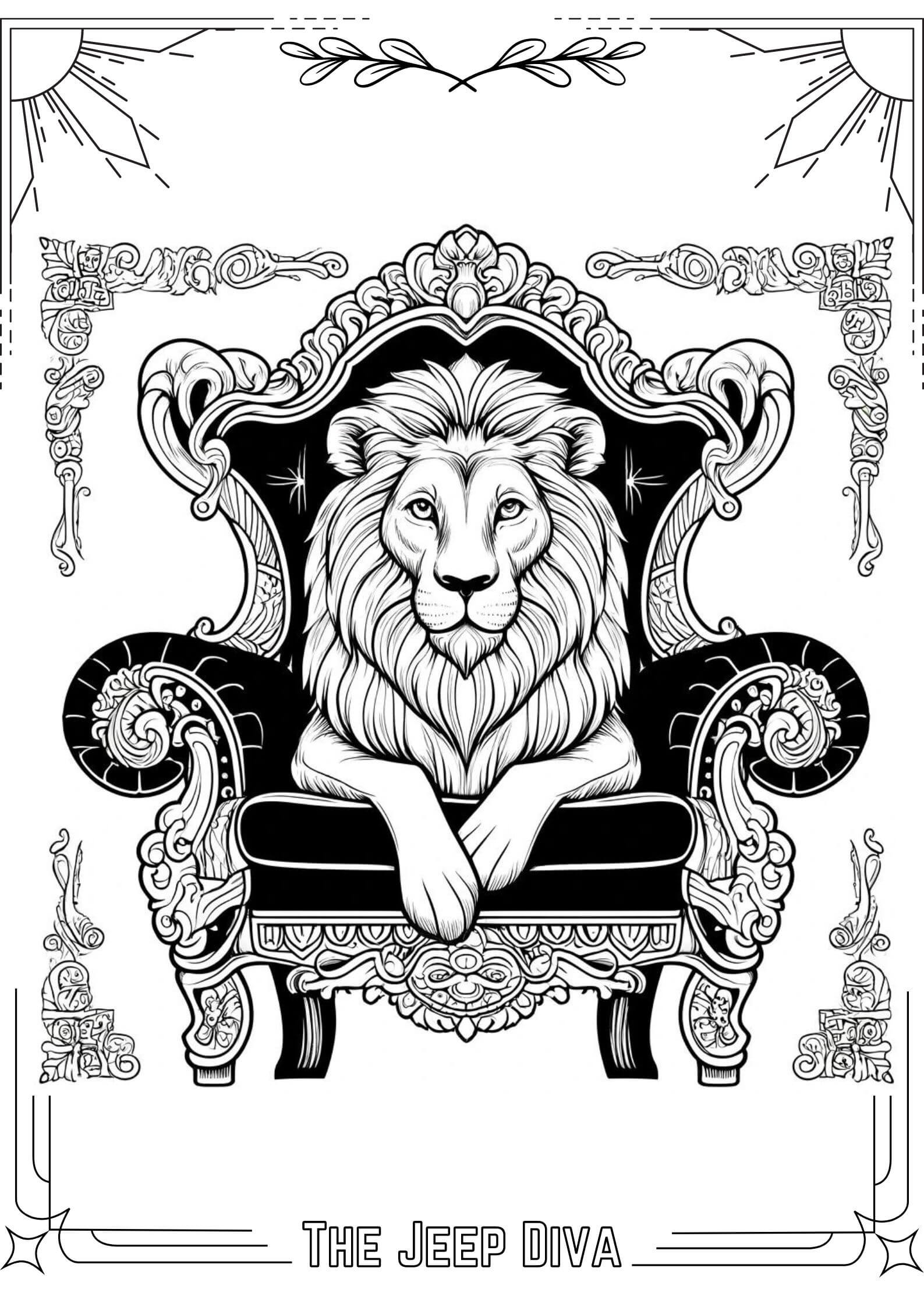 The Jeep Diva Coloring Page Lion Hard Difficulty 11