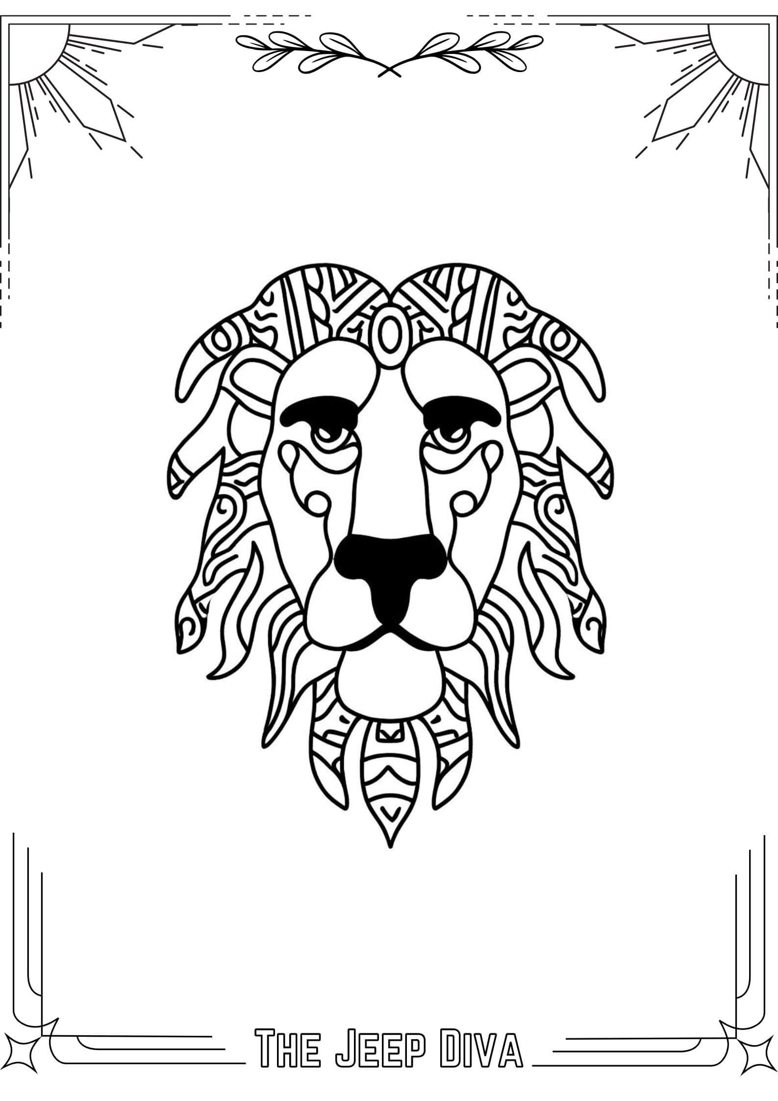 The Jeep Diva Coloring Page Lion Hard Difficulty 15