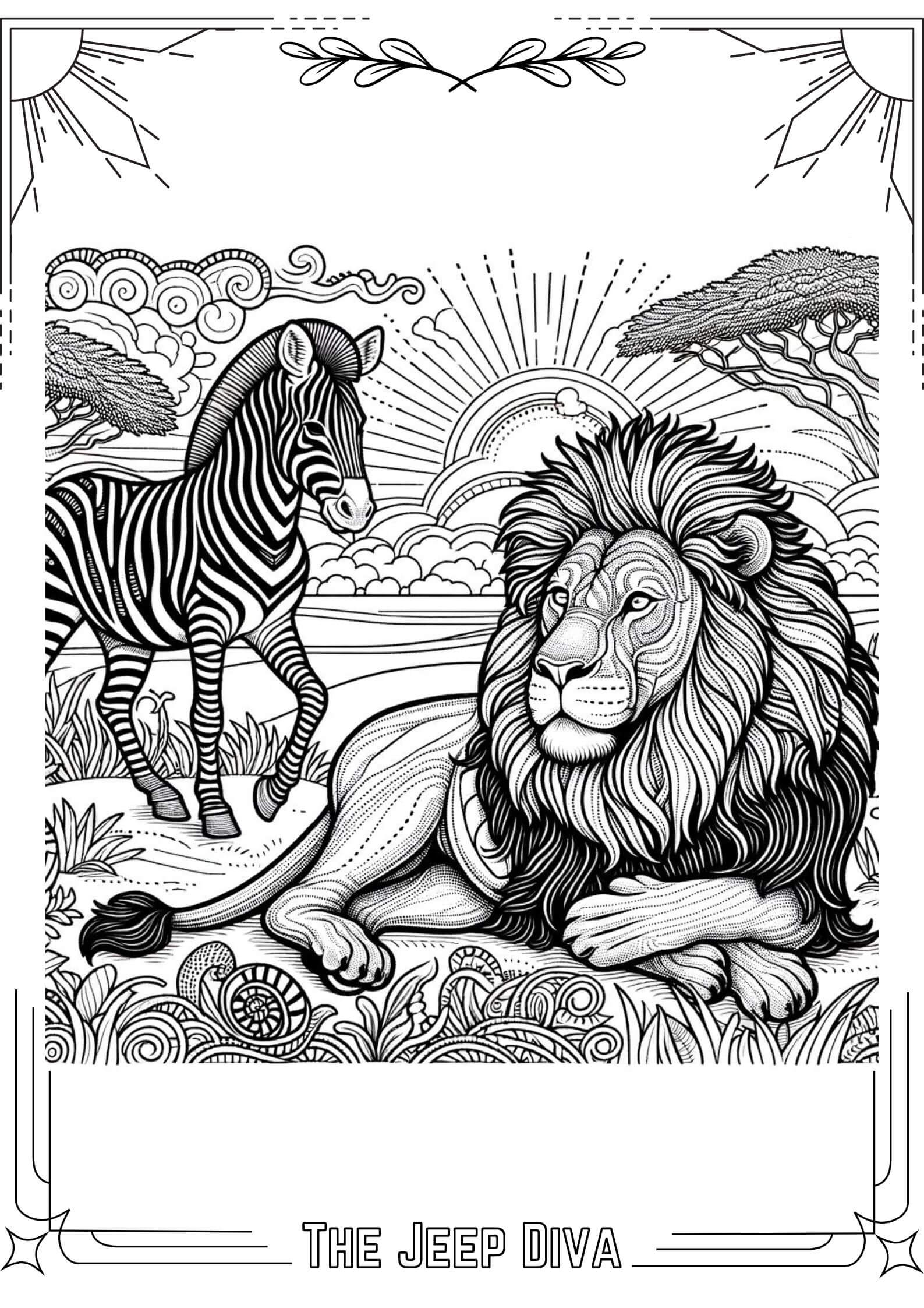 The Jeep Diva Coloring Page Lion Hard Difficulty 19