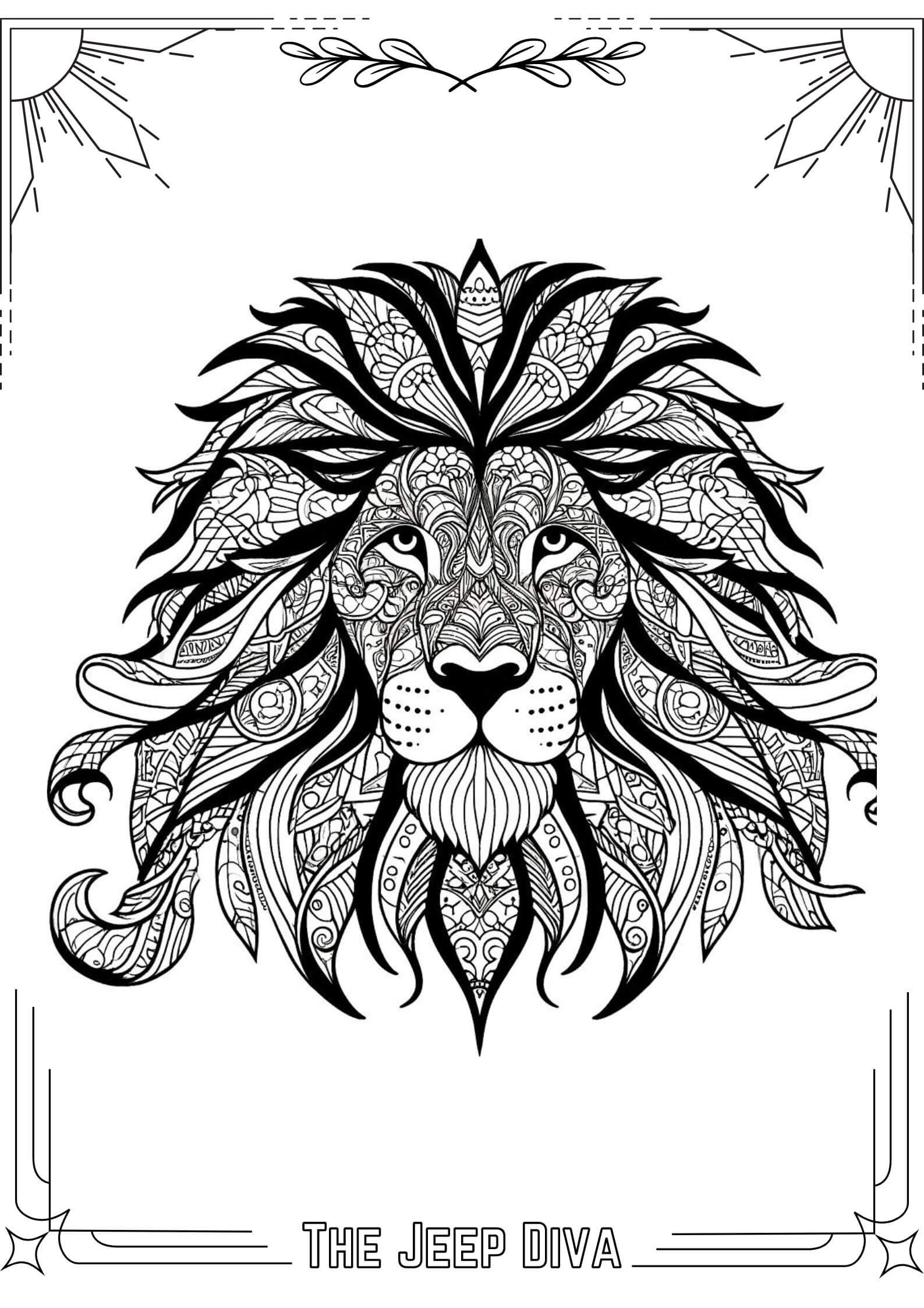The Jeep Diva Coloring Page Lion Hard Difficulty 20