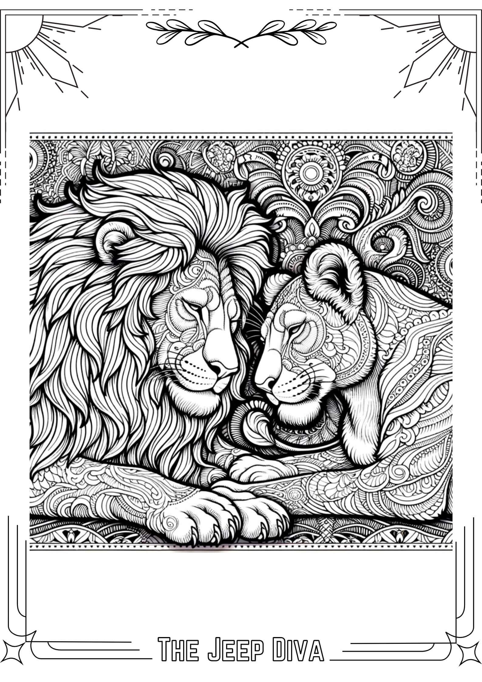 The Jeep Diva Coloring Page Lion Hard Difficulty 24