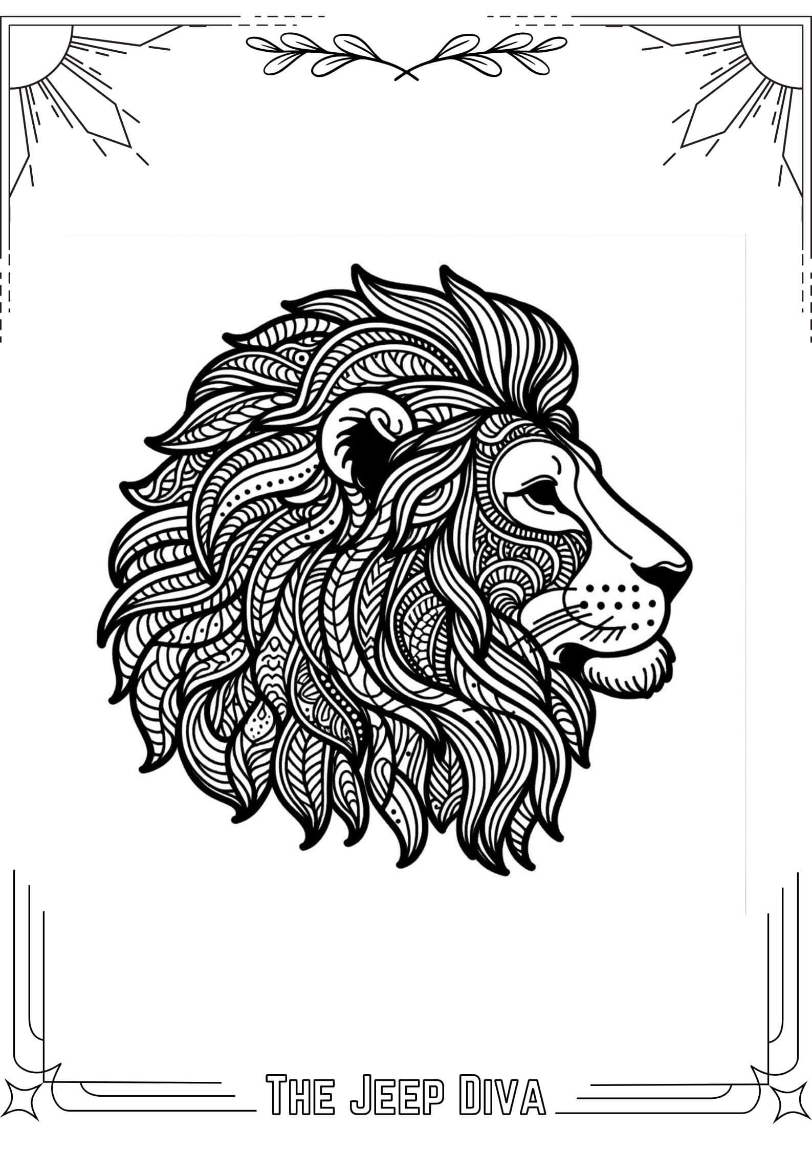 The Jeep Diva Coloring Page Lion Hard Difficulty 3