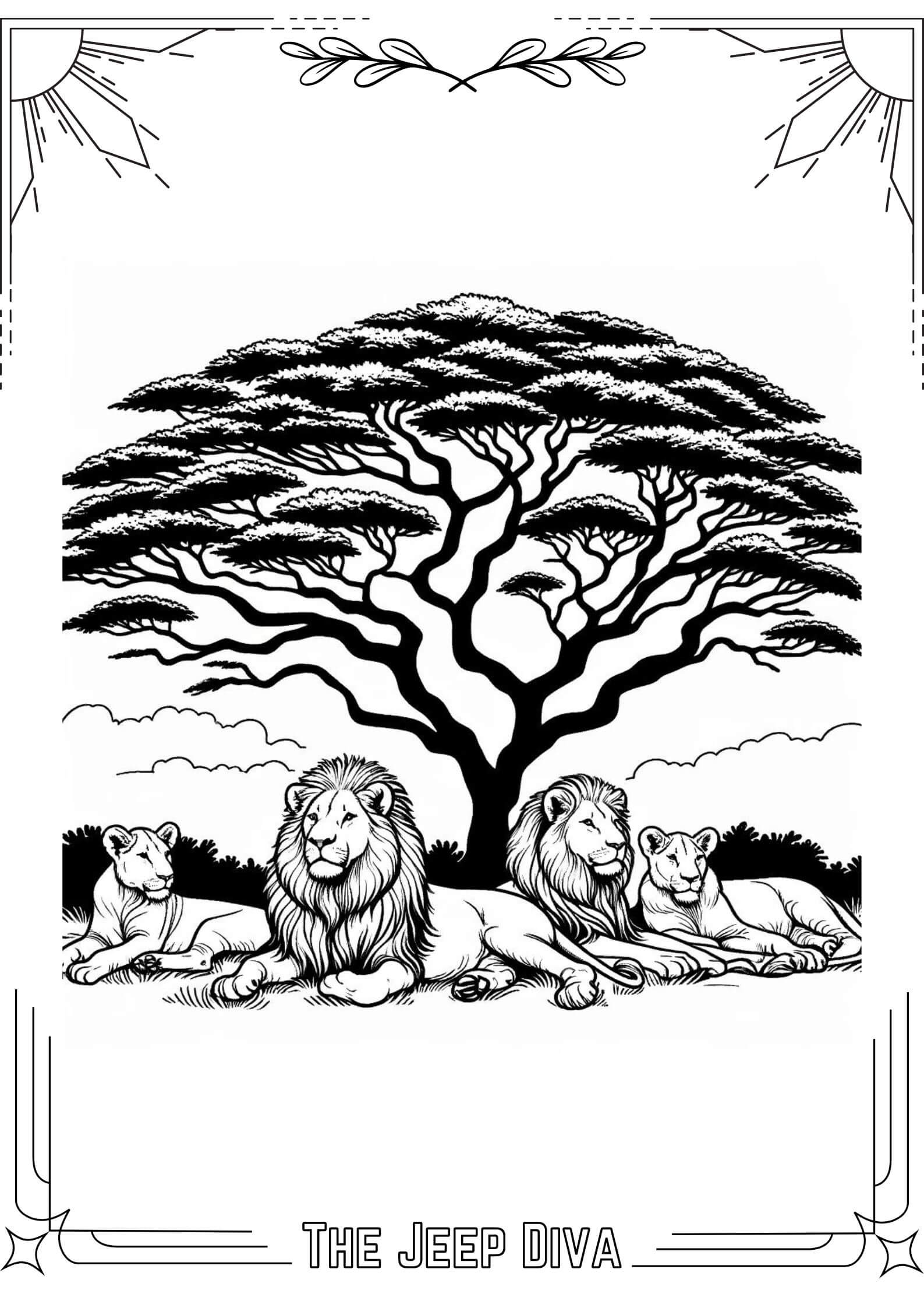 The Jeep Diva Coloring Page Lion Hard Difficulty 6