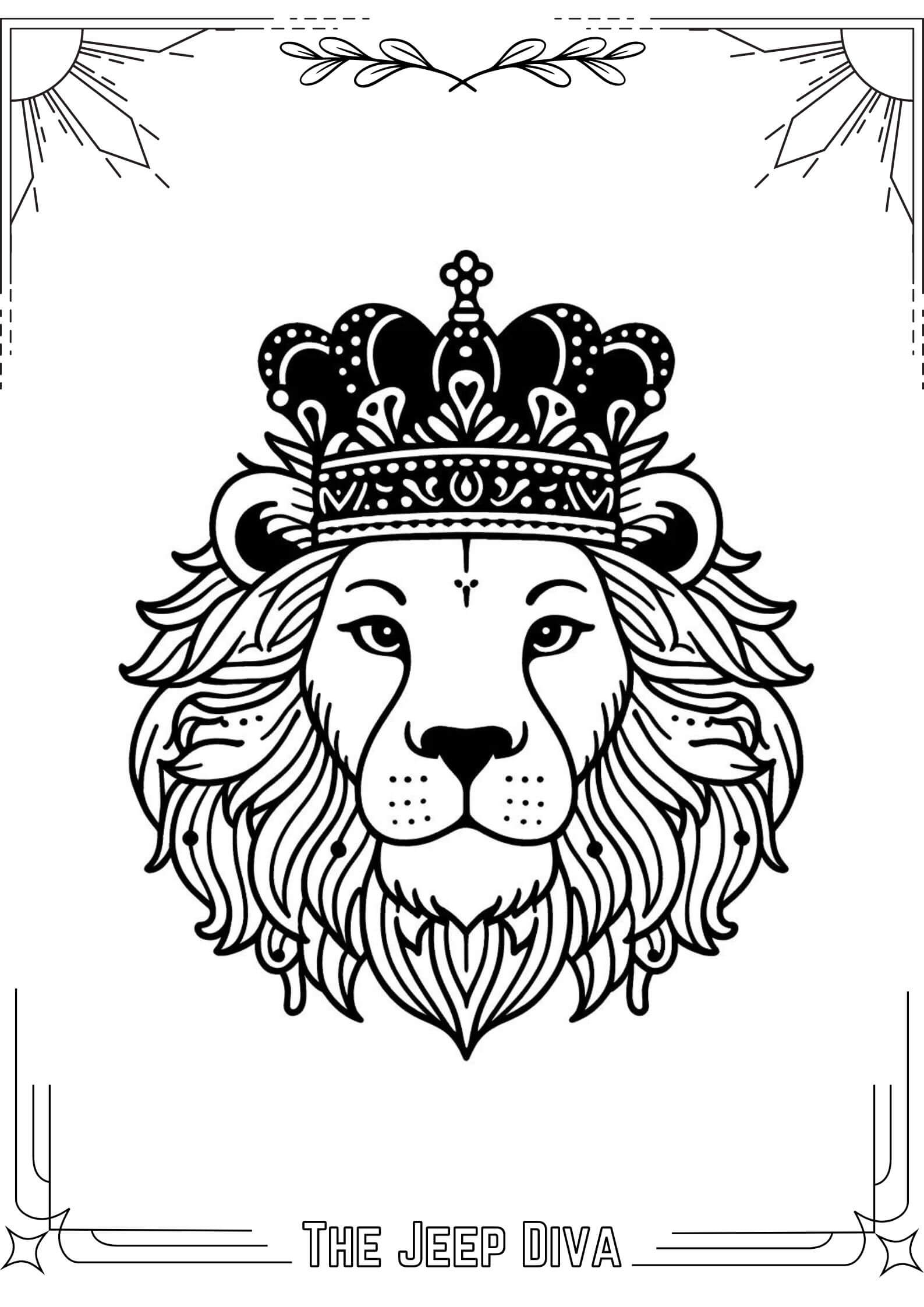 The Jeep Diva Coloring Page Lion Hard Difficulty 9