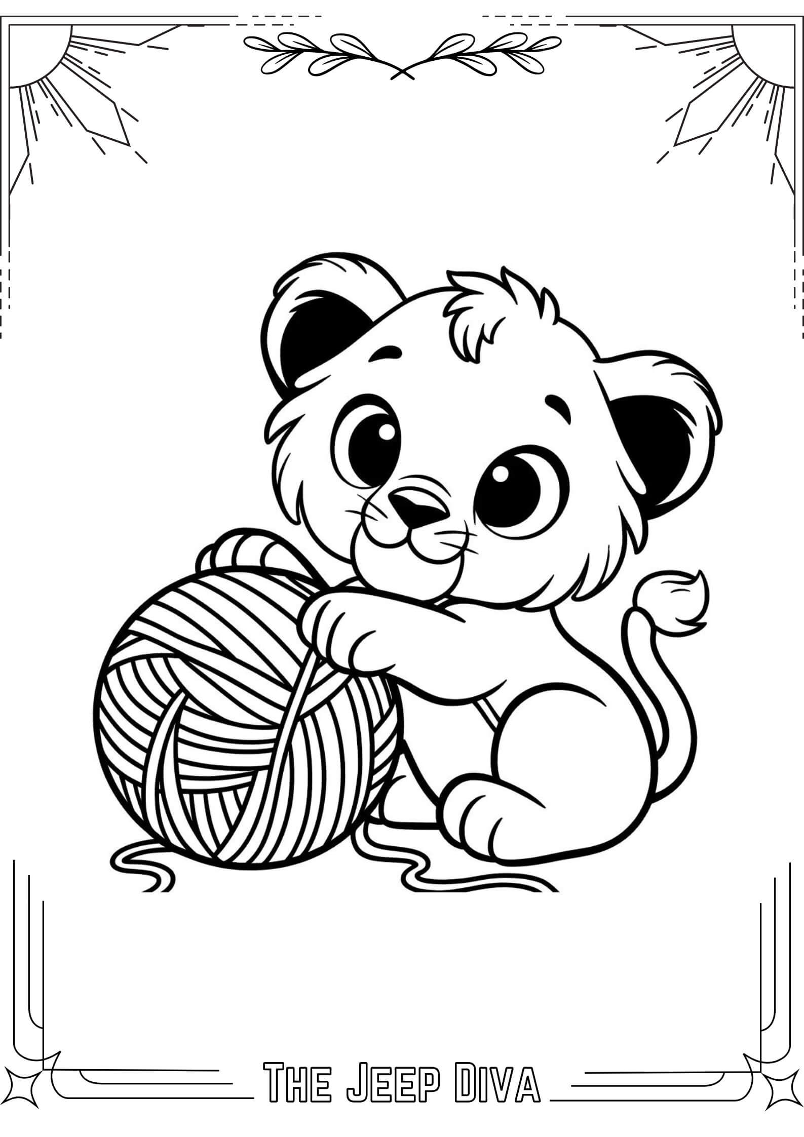 The Jeep Diva Coloring Page Lion Medium Difficulty 1