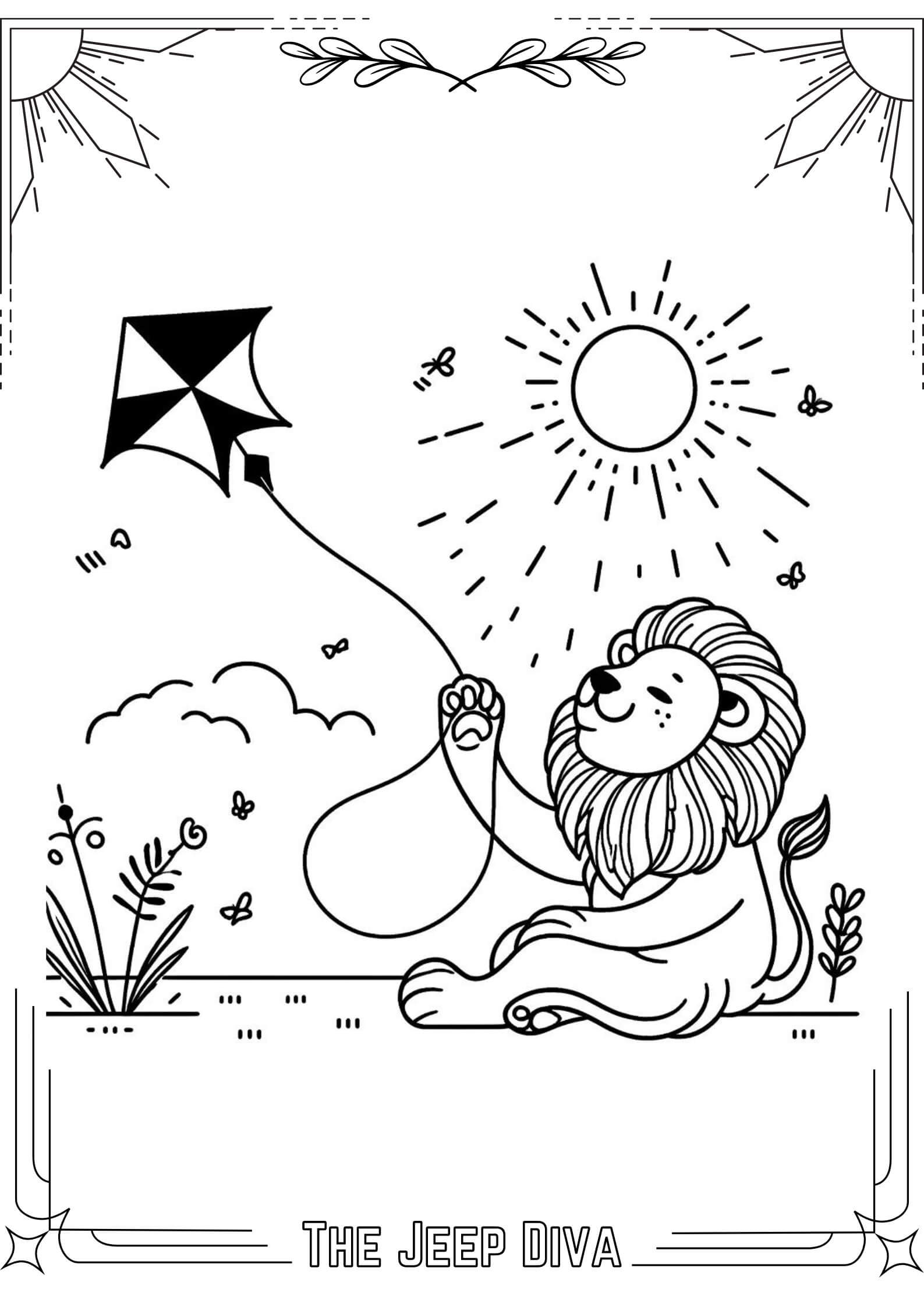 The Jeep Diva Coloring Page Lion Medium Difficulty 12