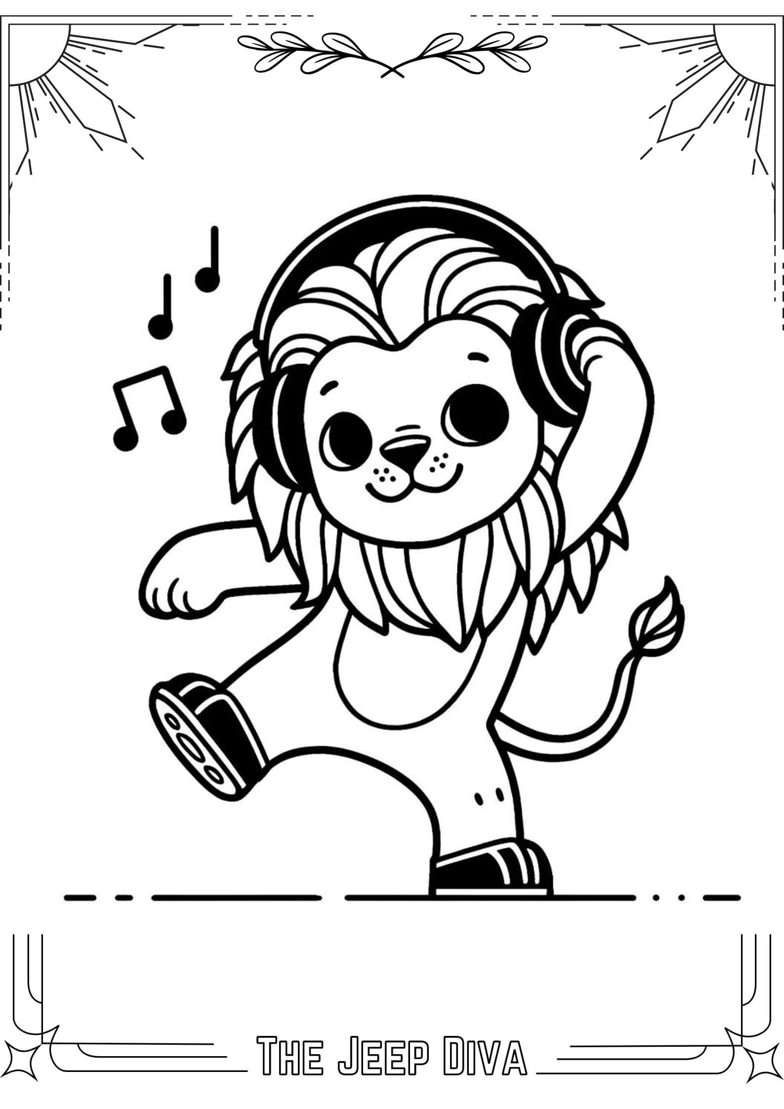 The Jeep Diva Coloring Page Lion Medium Difficulty 15