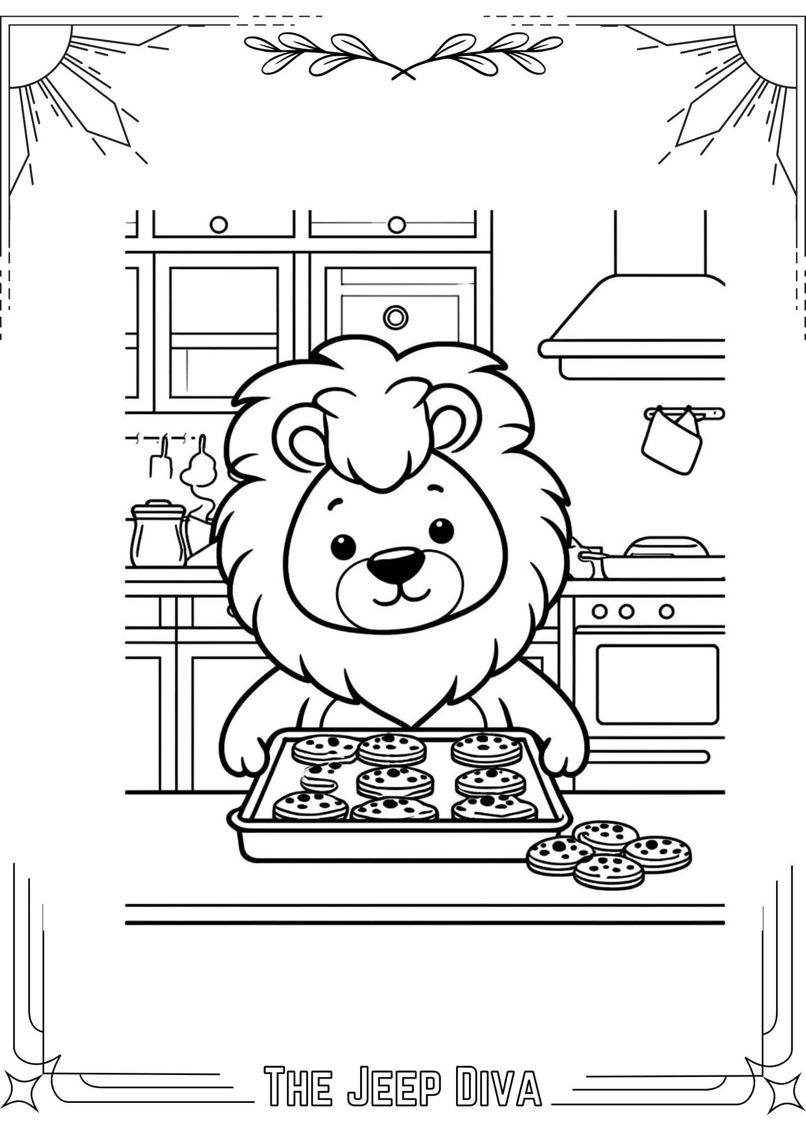 The Jeep Diva Coloring Page Lion Medium Difficulty 16
