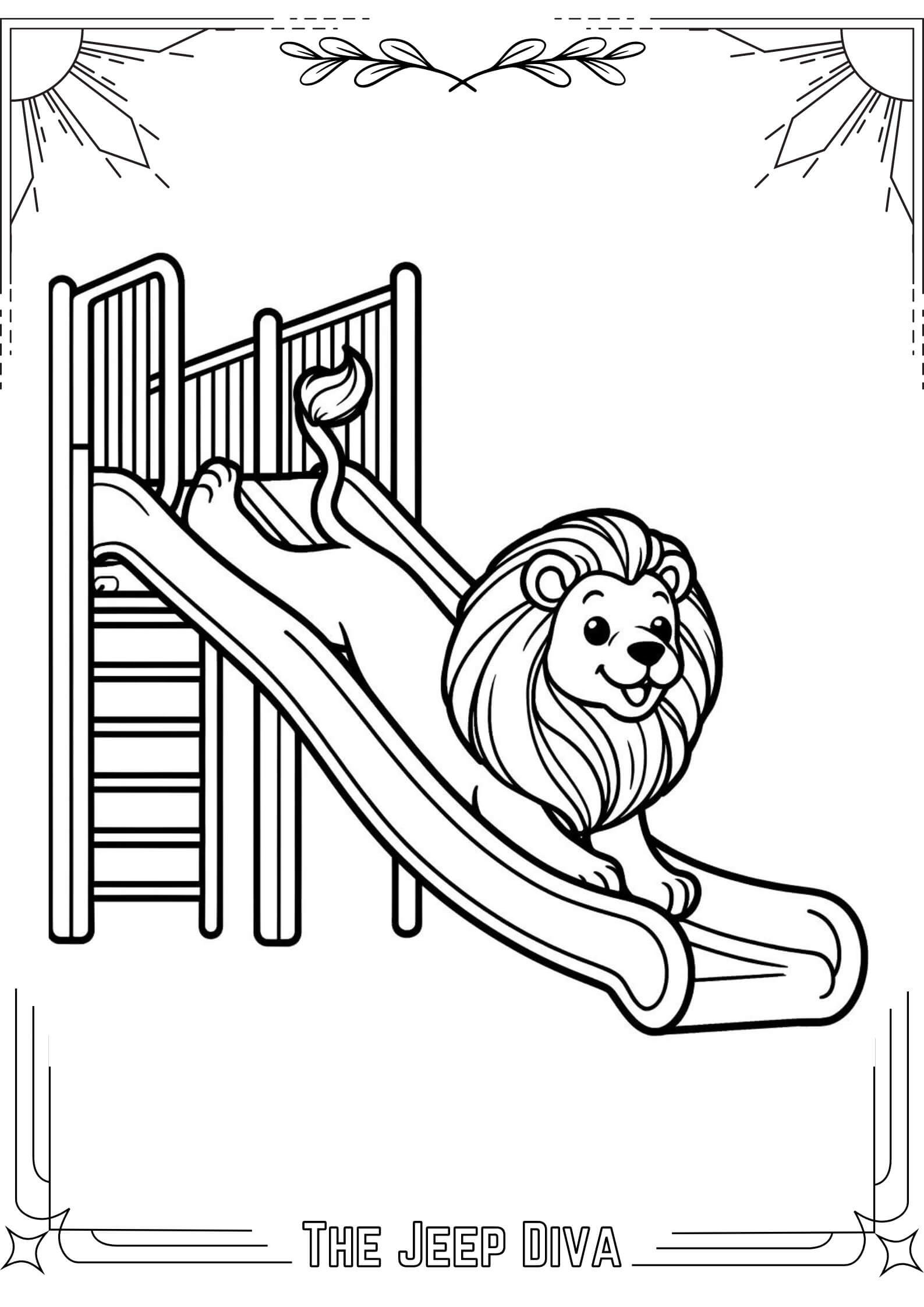 The Jeep Diva Coloring Page Lion Medium Difficulty 17