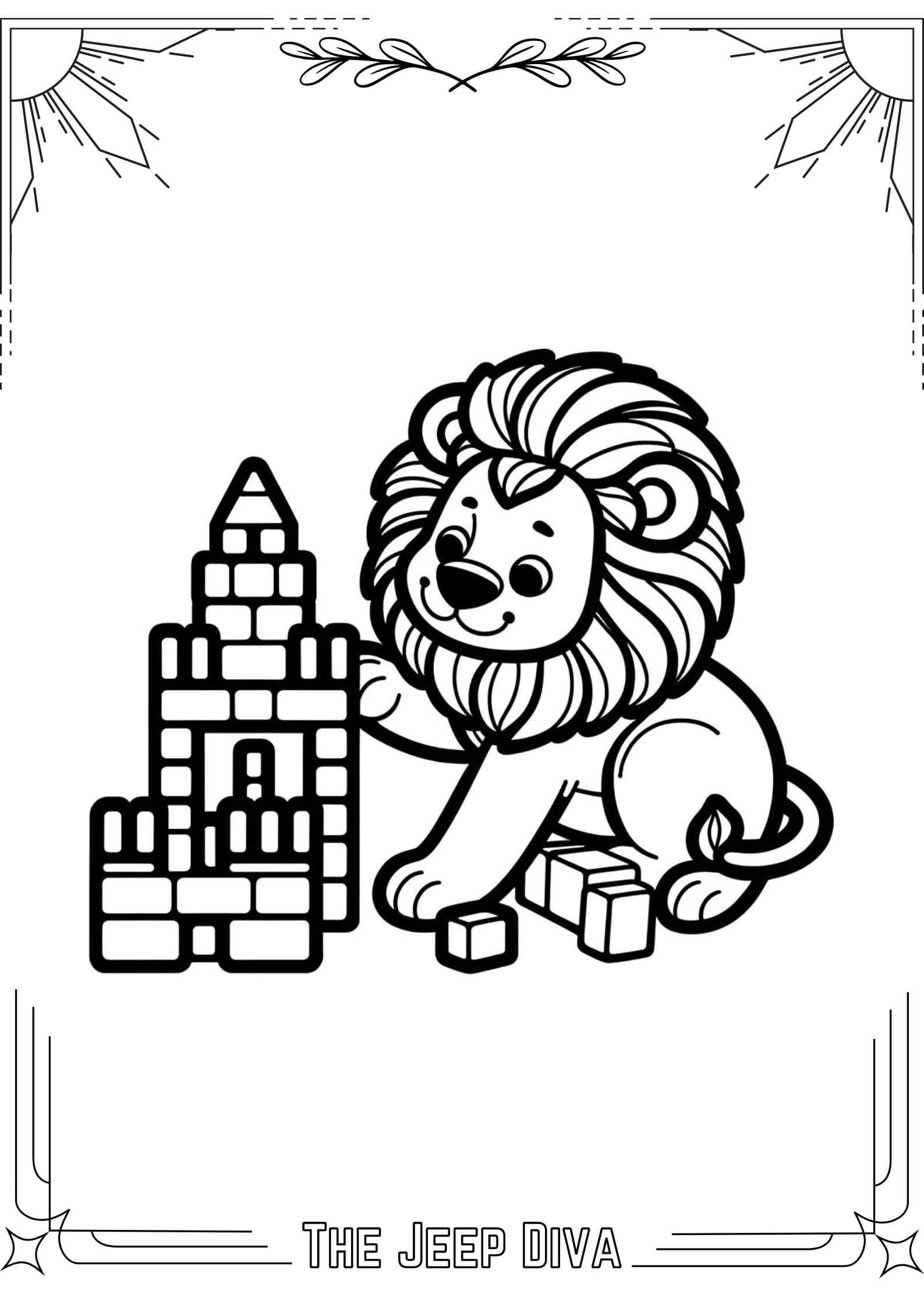 The Jeep Diva Coloring Page Lion Medium Difficulty 19