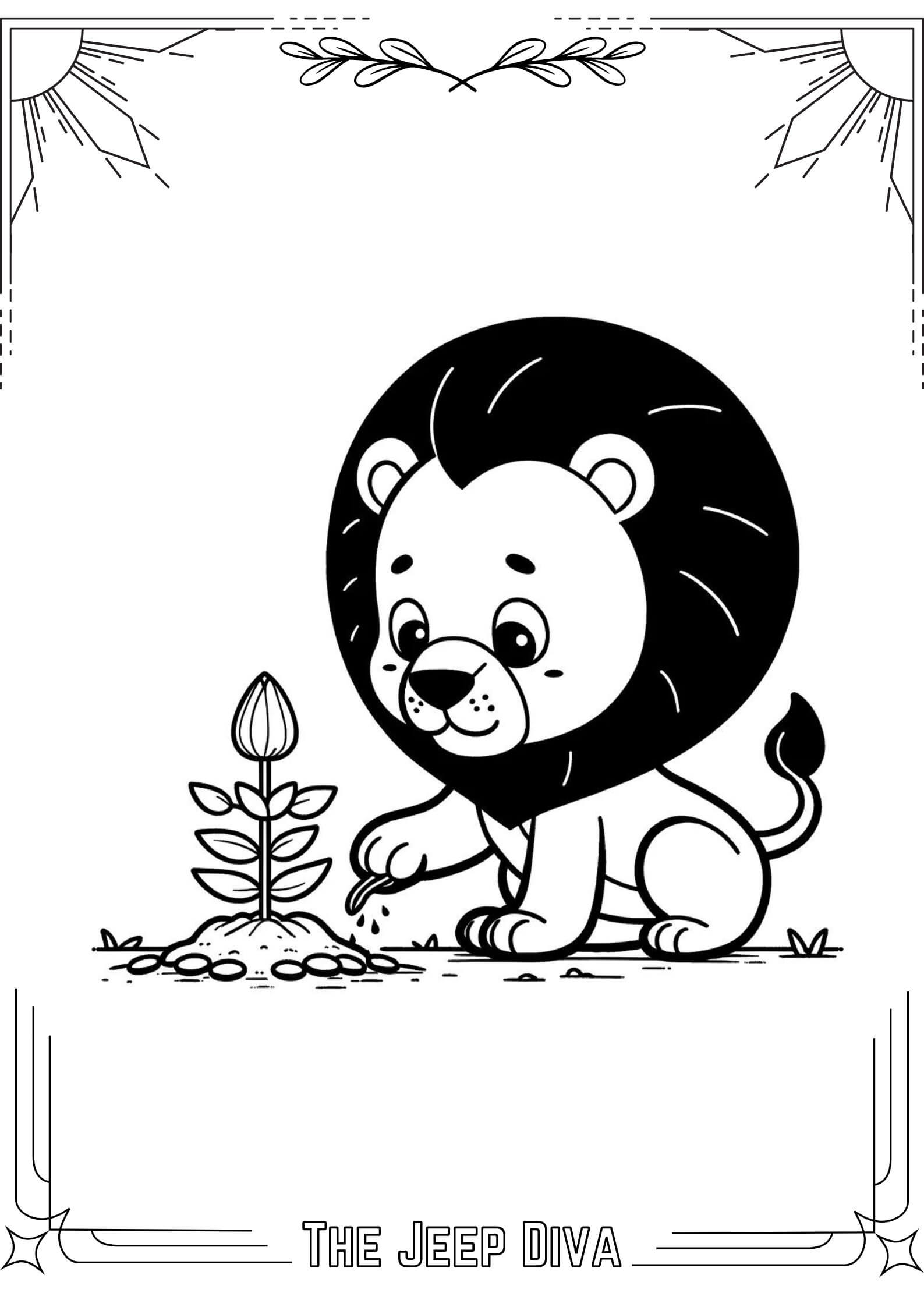 The Jeep Diva Coloring Page Lion Medium Difficulty 20
