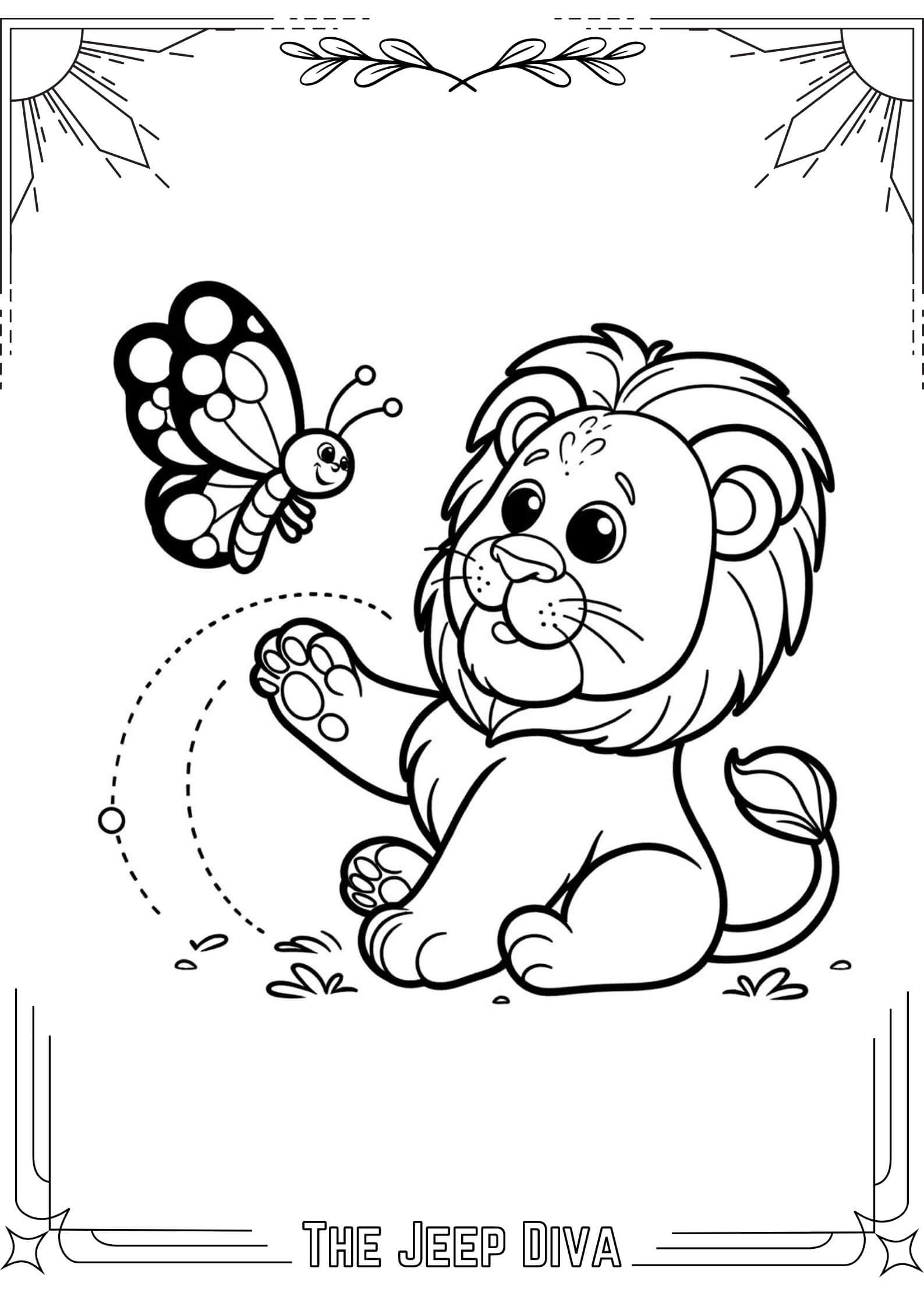 The Jeep Diva Coloring Page Lion Medium Difficulty 21