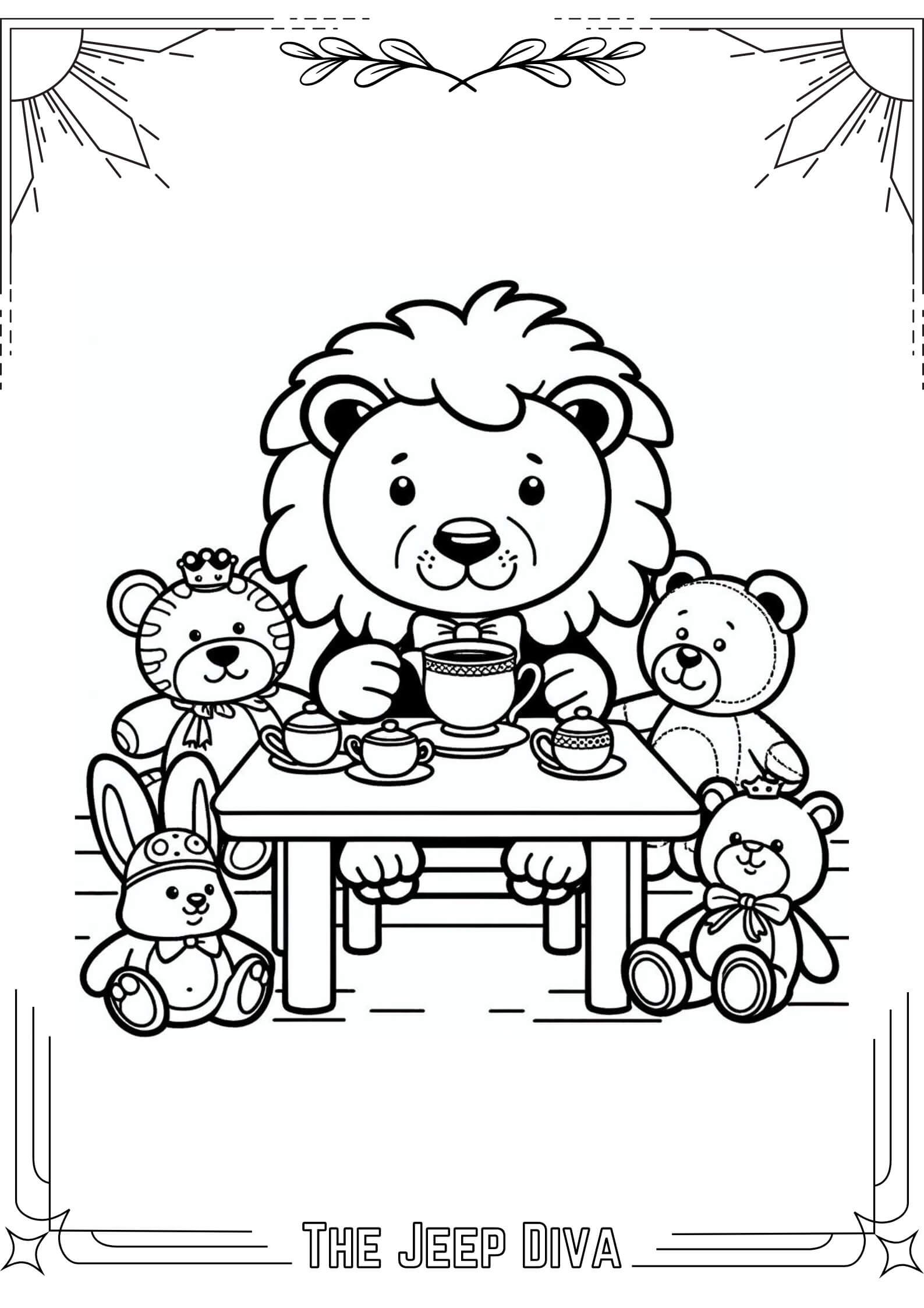 The Jeep Diva Coloring Page Lion Medium Difficulty 22