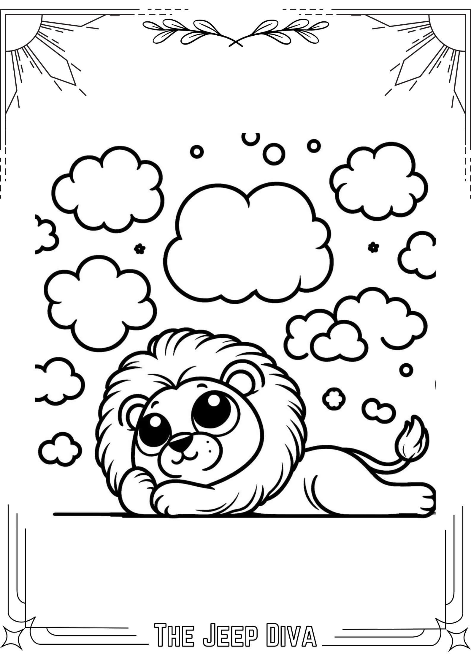 The Jeep Diva Coloring Page Lion Medium Difficulty 23