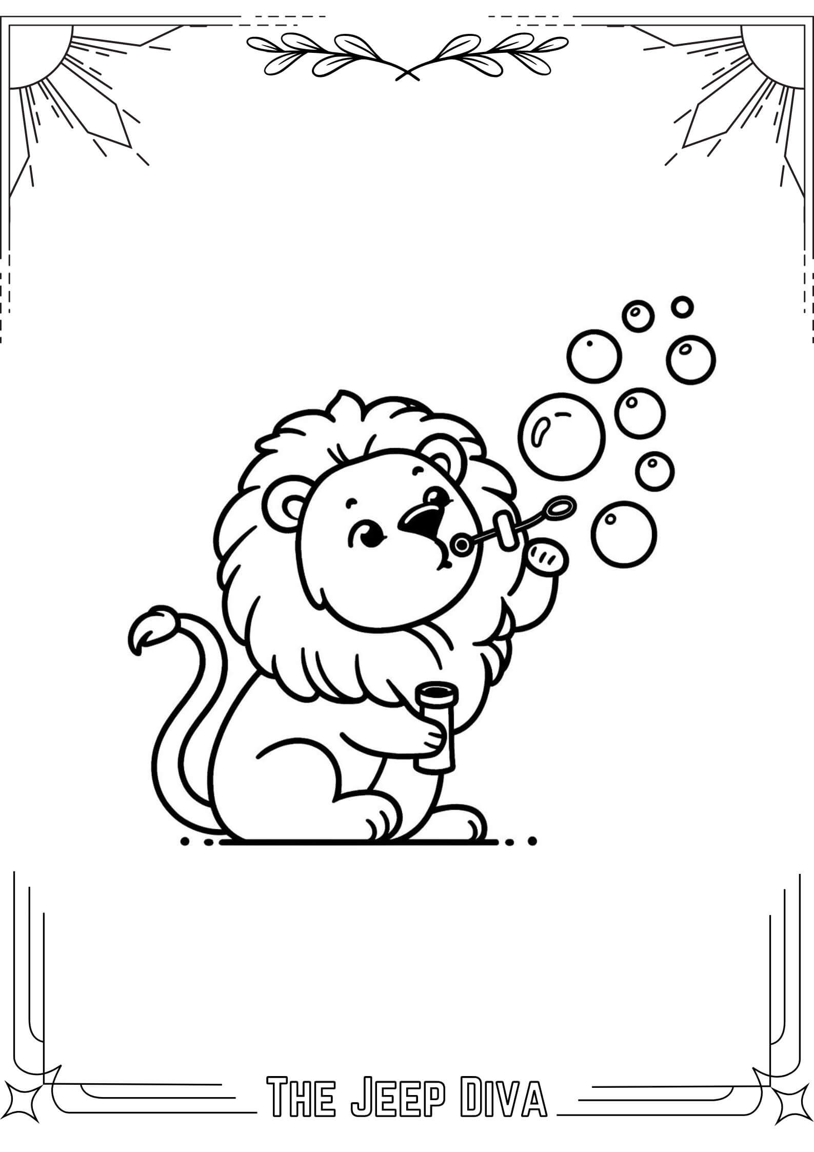 The Jeep Diva Coloring Page Lion Medium Difficulty 5