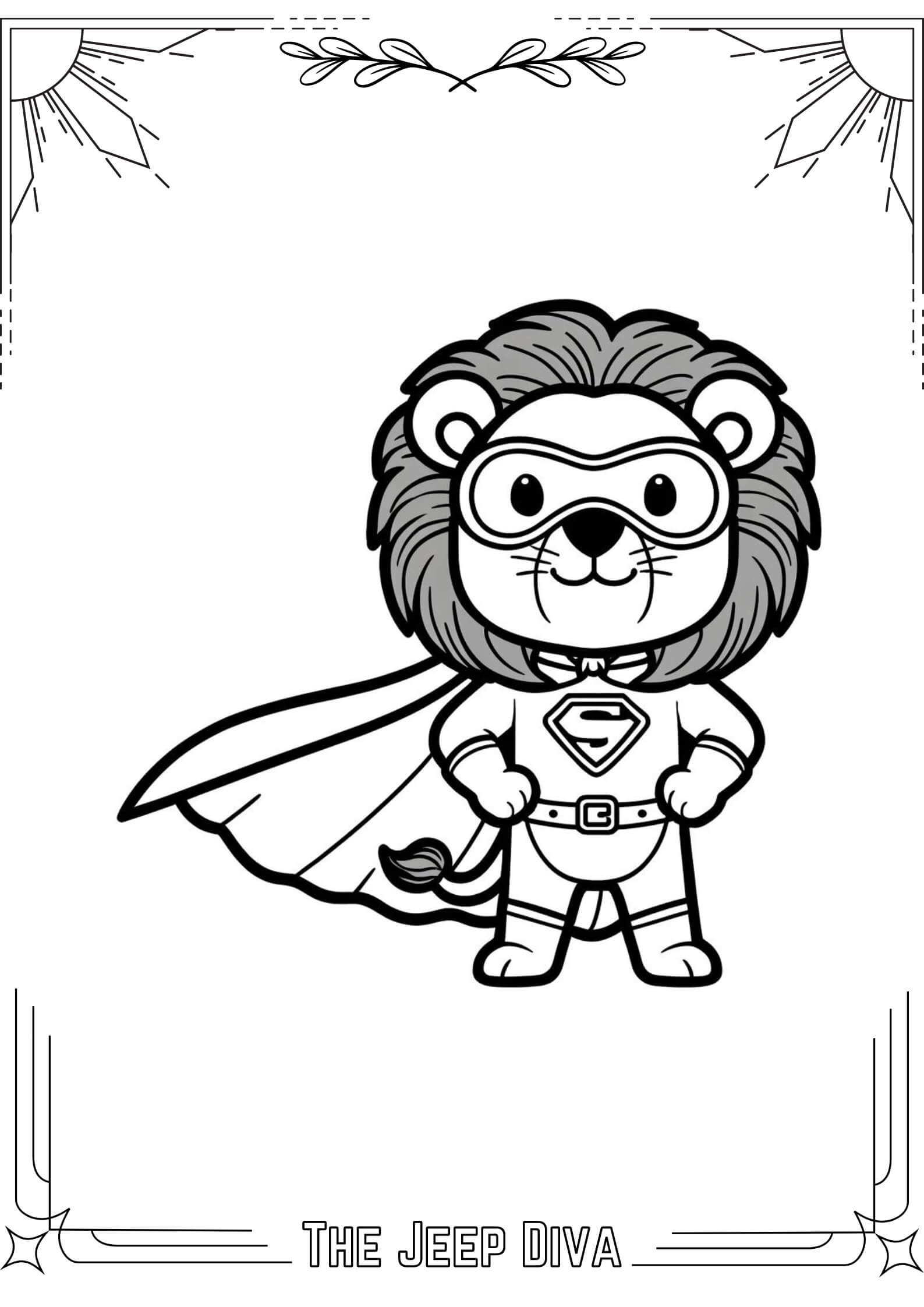 The Jeep Diva Coloring Page Lion Medium Difficulty 6
