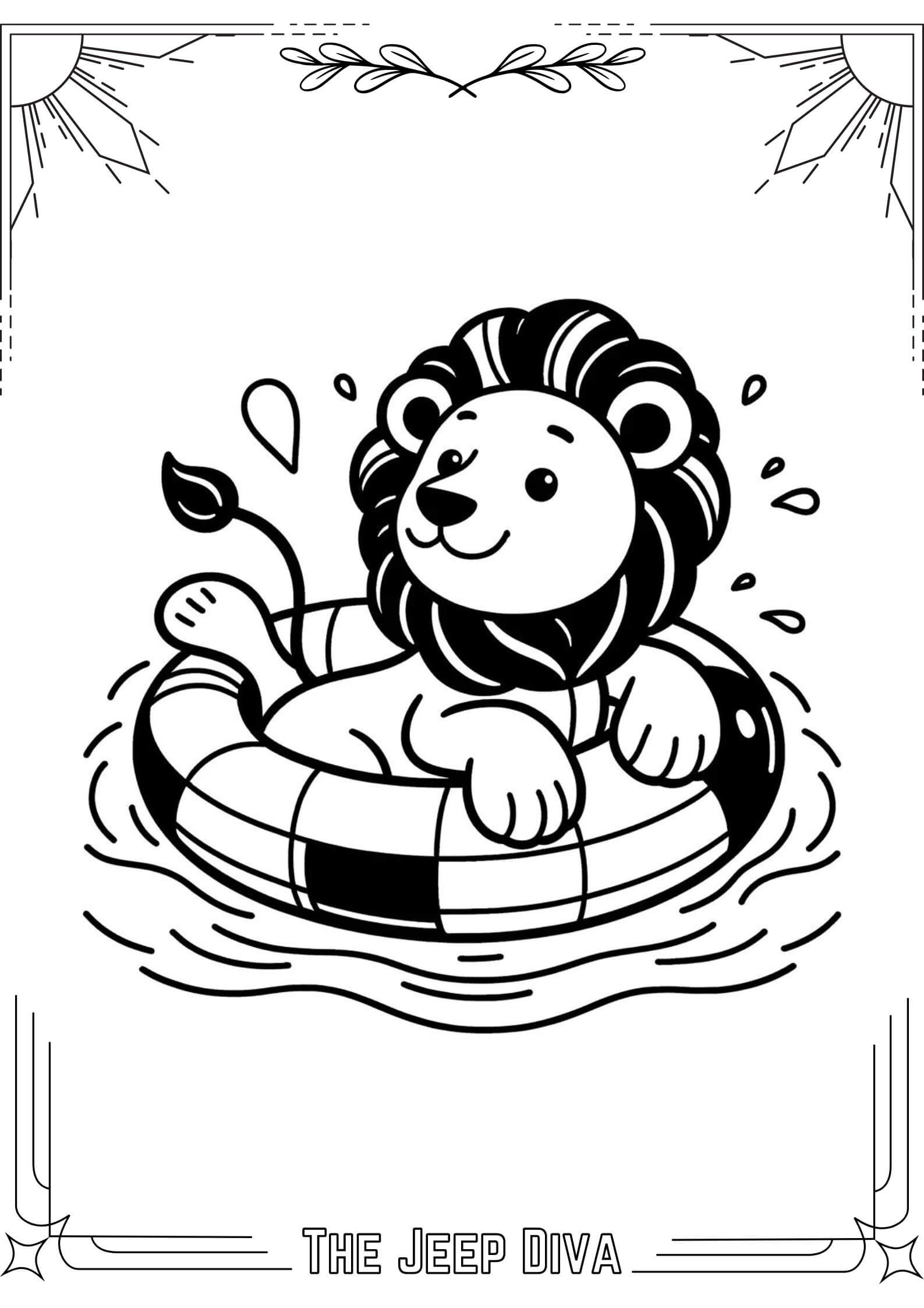 The Jeep Diva Coloring Page Lion Medium Difficulty 7