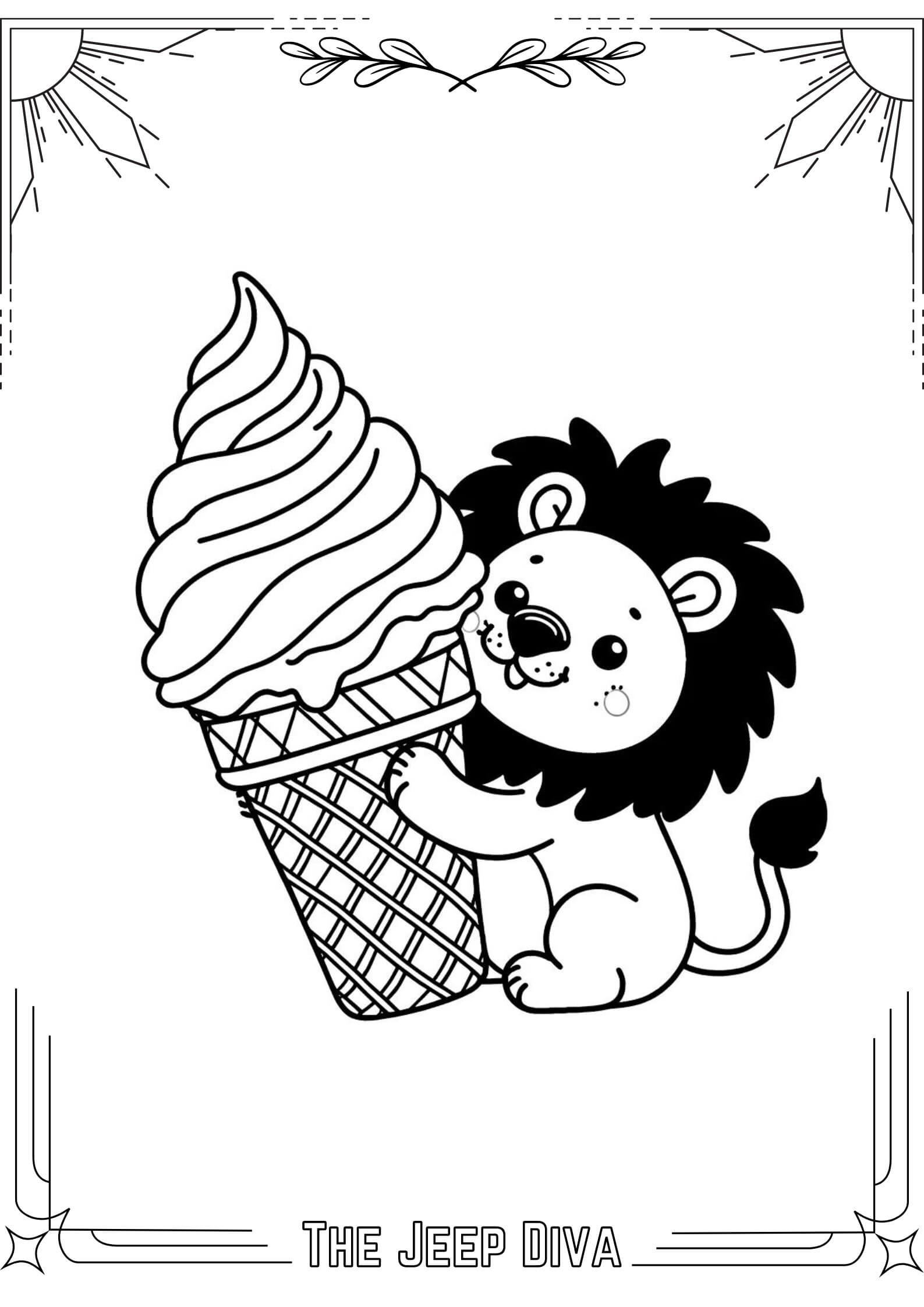 The Jeep Diva Coloring Page Lion Medium Difficulty 8