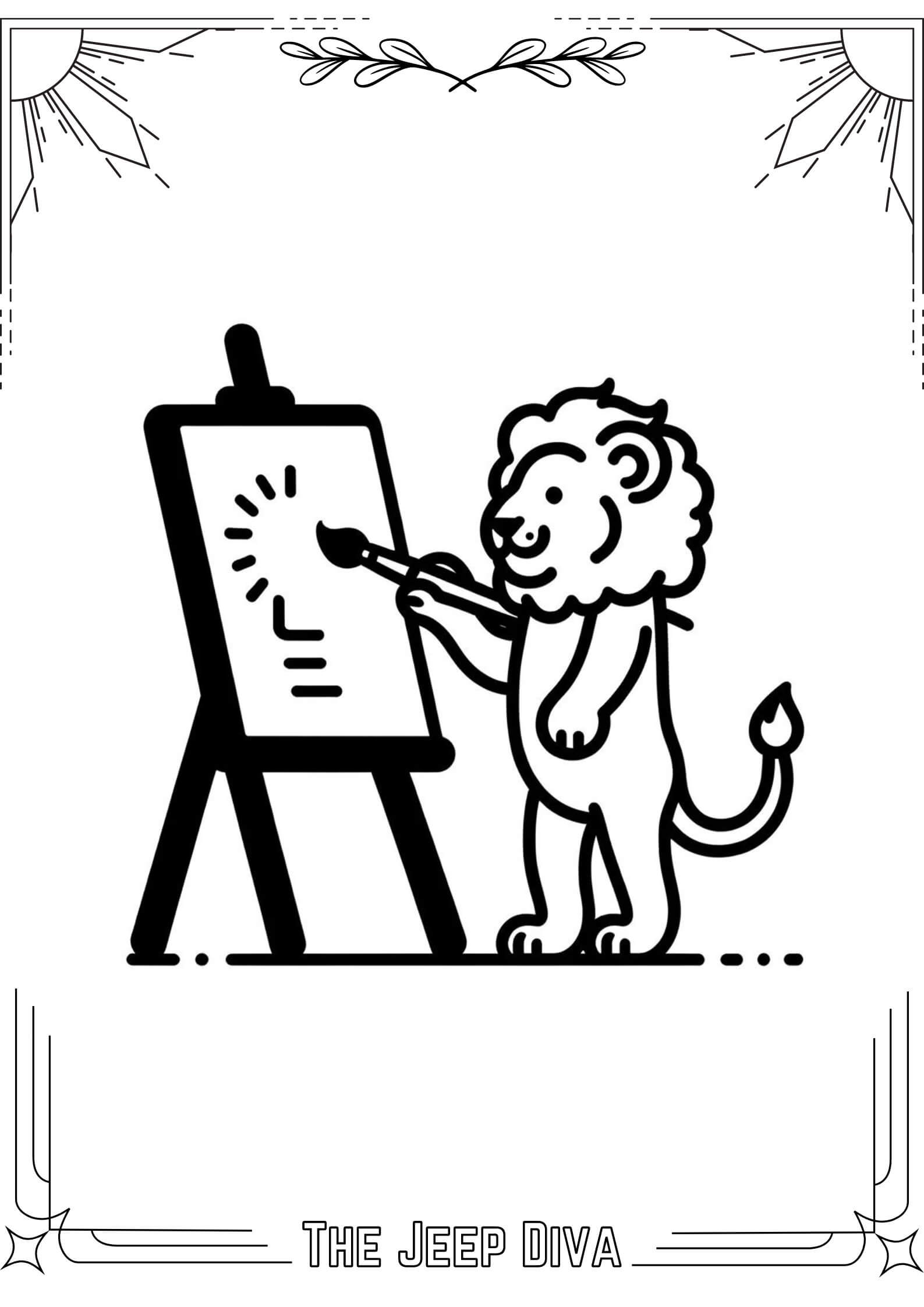 The Jeep Diva Coloring Page Lion Medium Difficulty 9