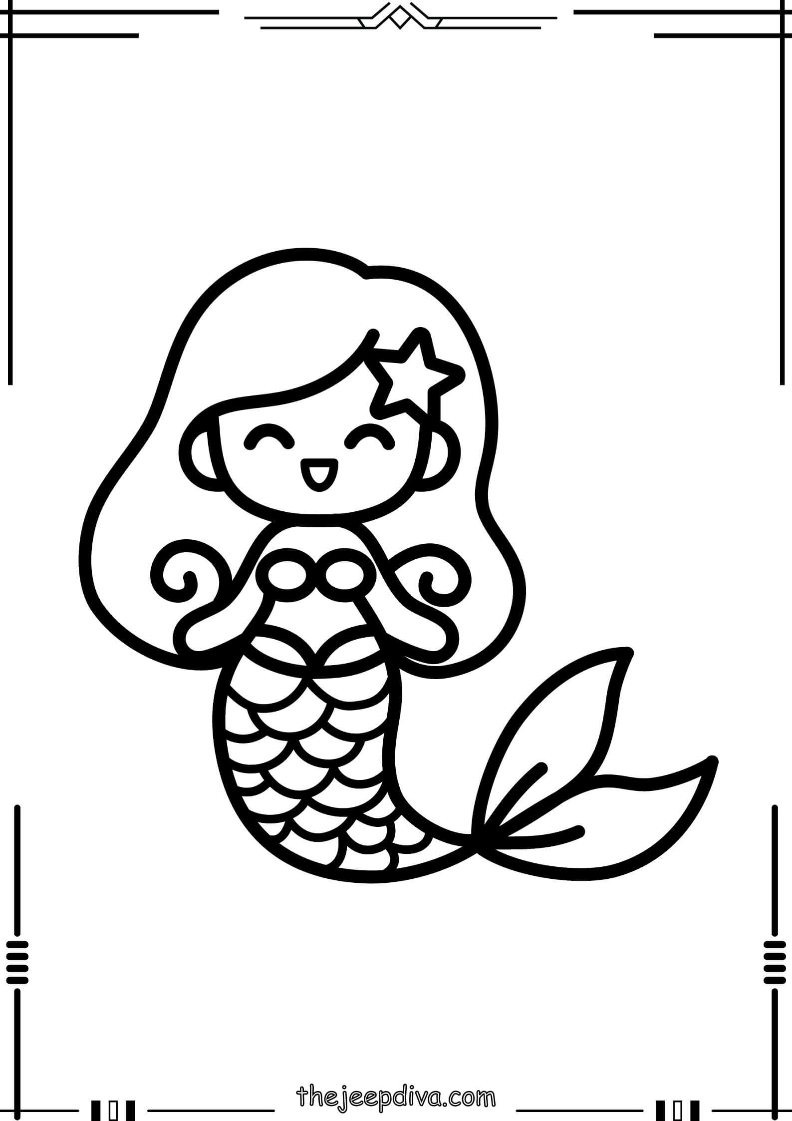 Mermaid Colouring Pages - Easy-1