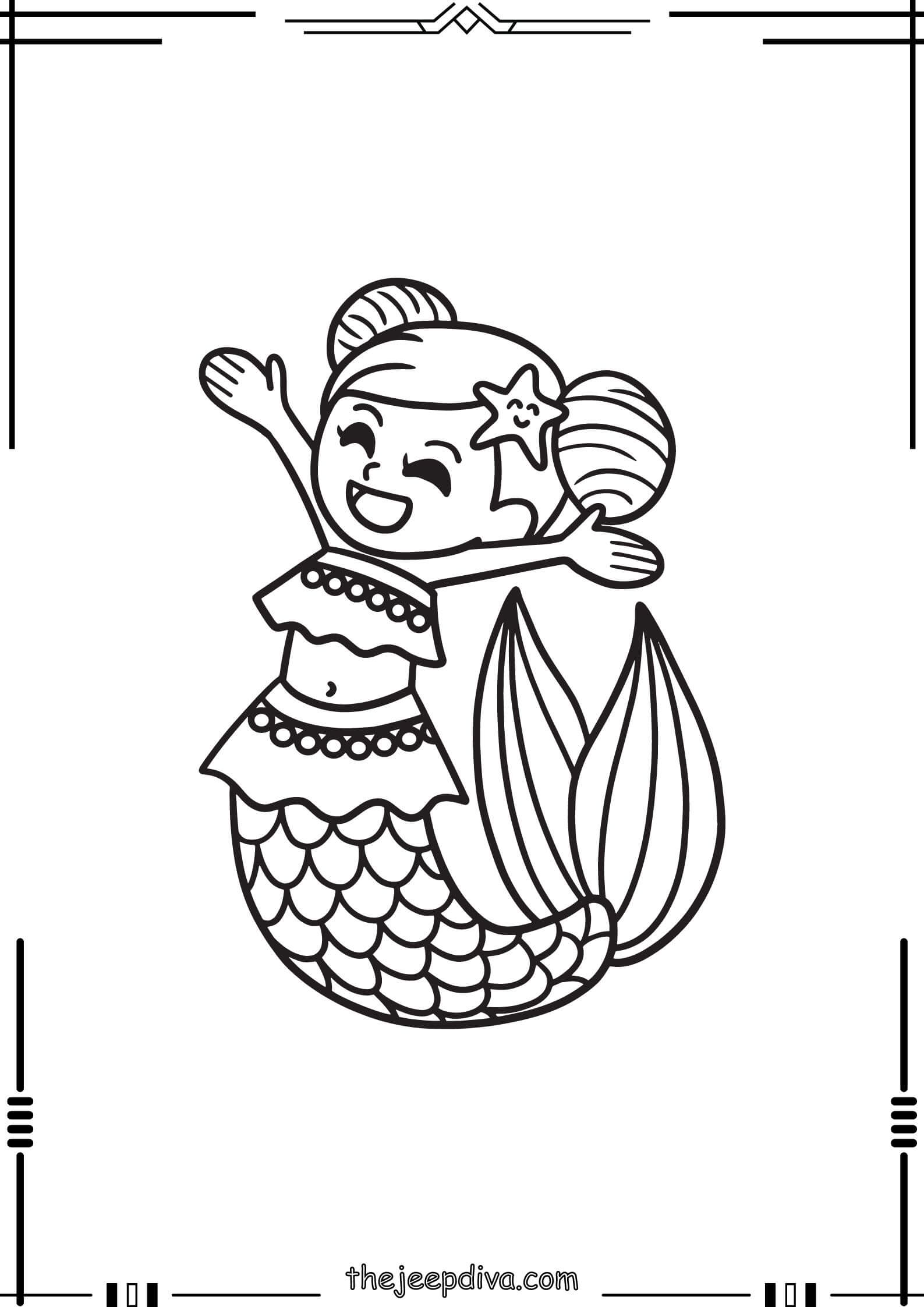 Mermaid Colouring Pages - Easy-10