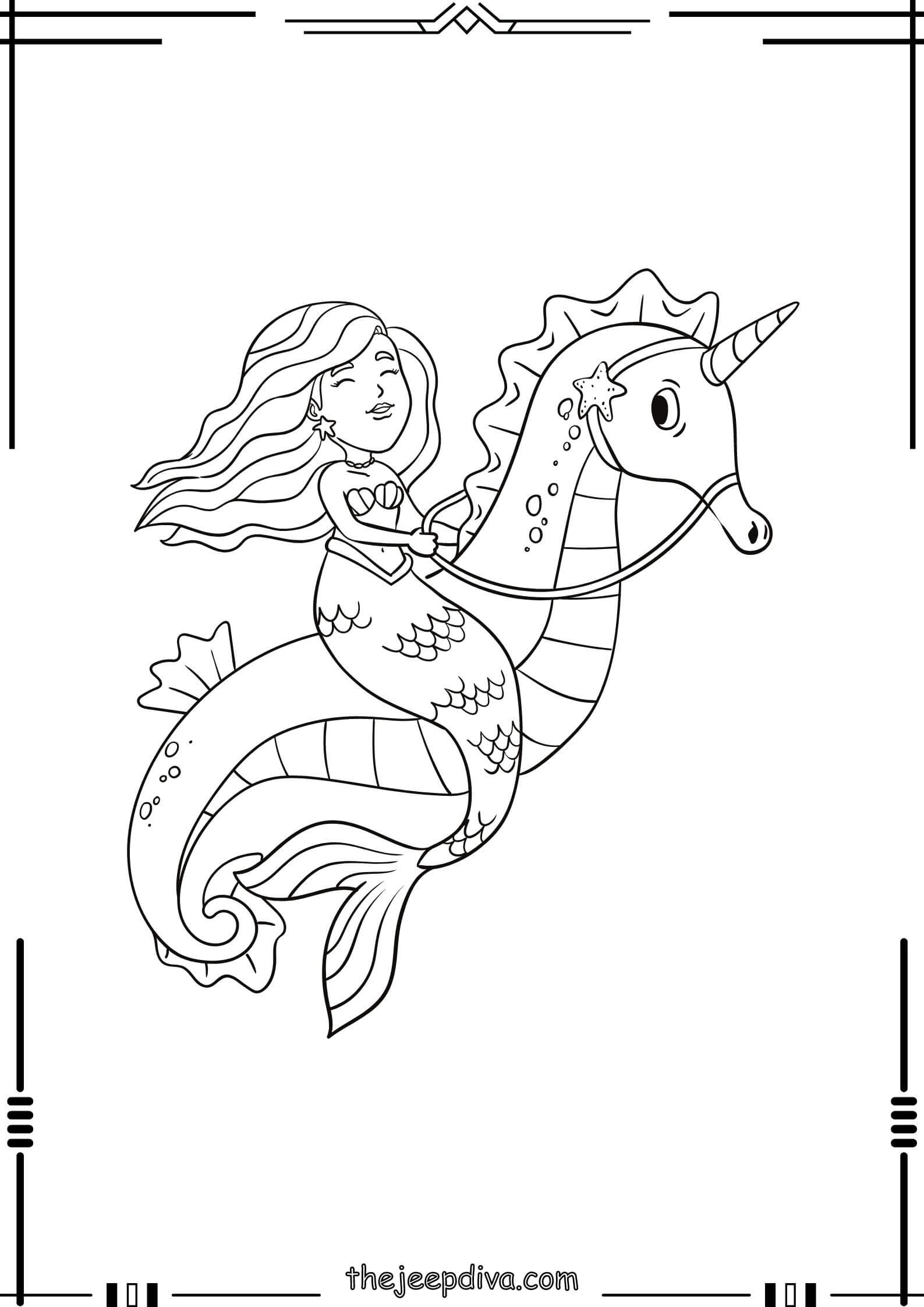 Mermaid Colouring Pages - Easy-11