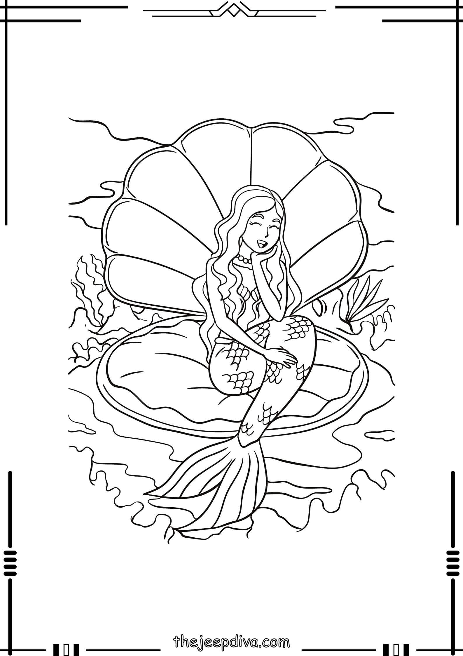 Mermaid Colouring Pages - Easy-12