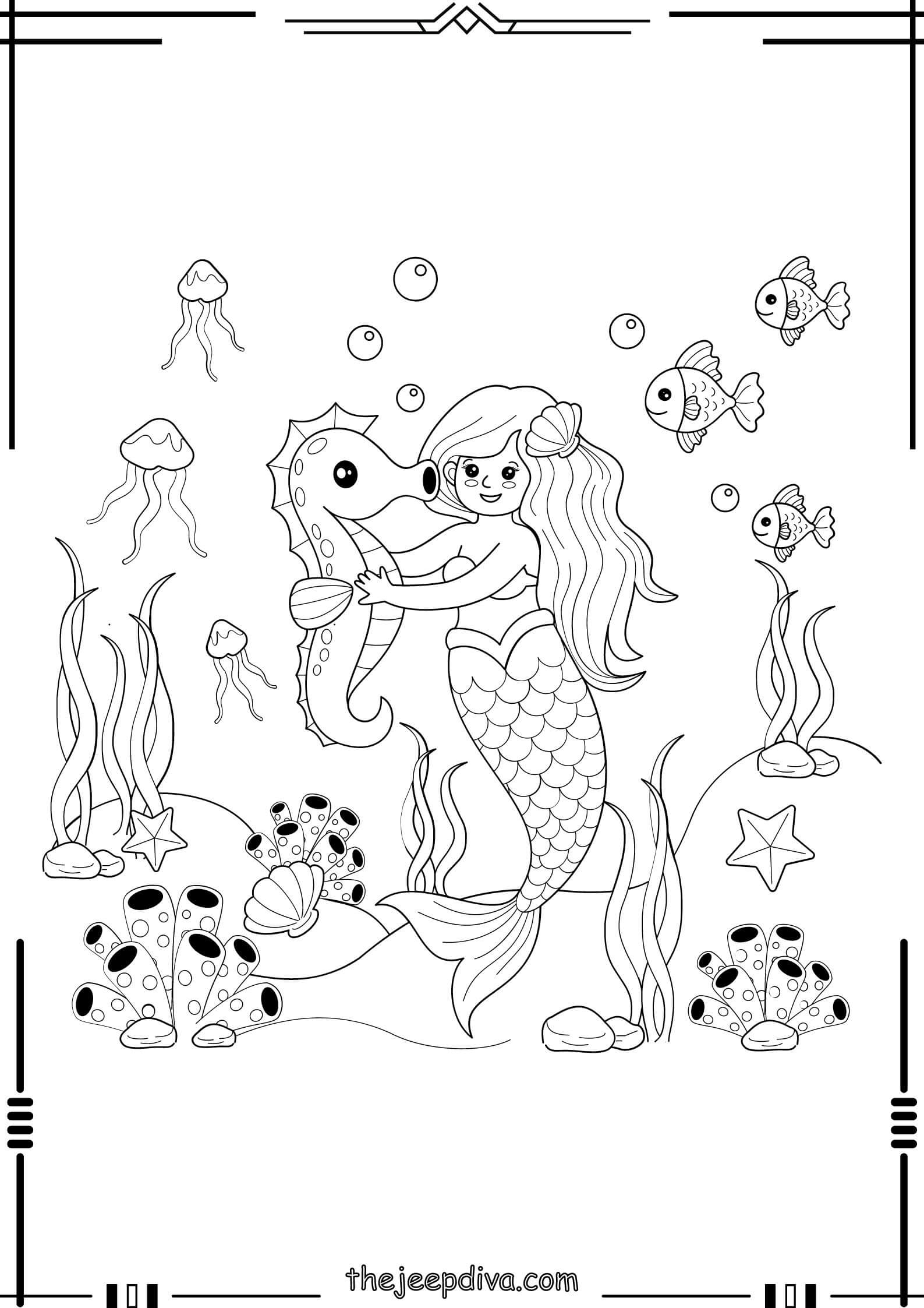 Mermaid Colouring Pages - Easy-14