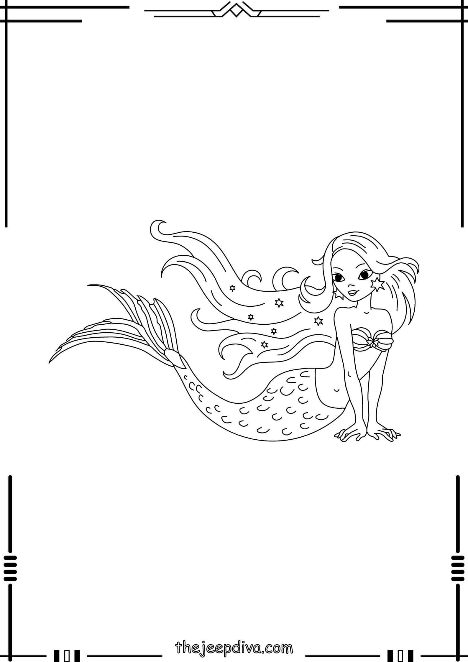 Mermaid Colouring Pages - Easy-15