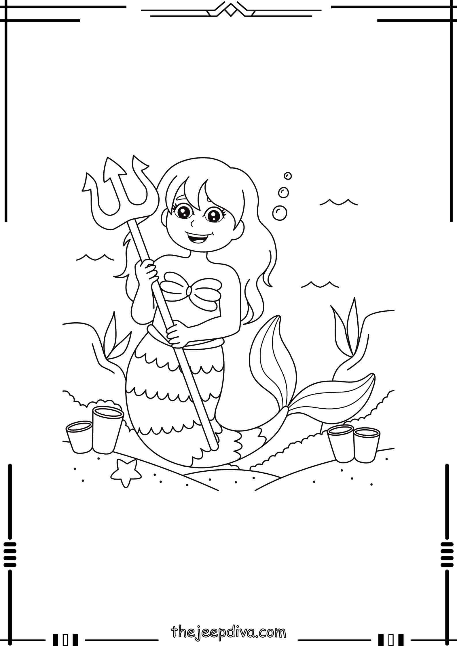 Mermaid Colouring Pages - Easy-17