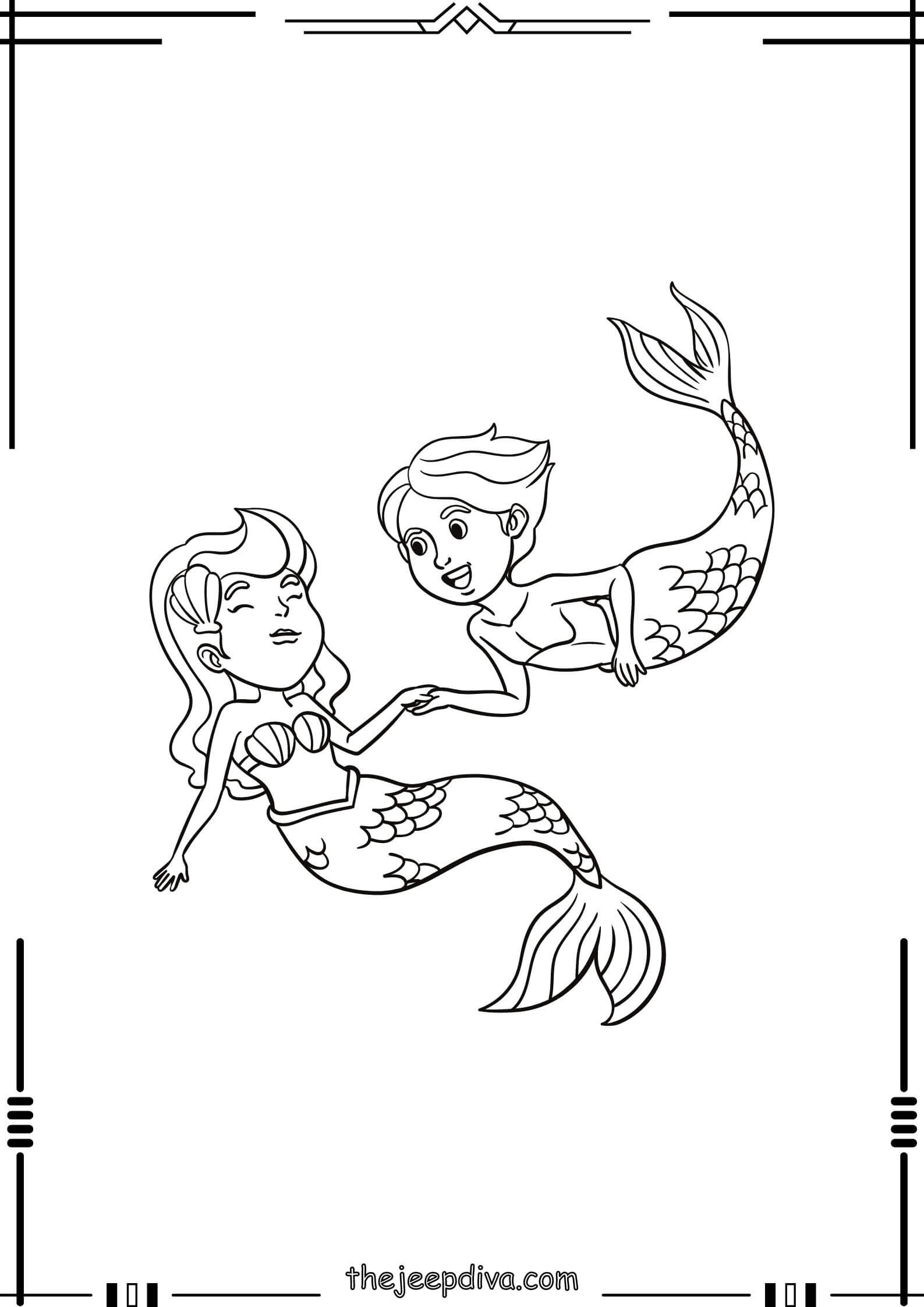 Mermaid Colouring Pages - Easy-18