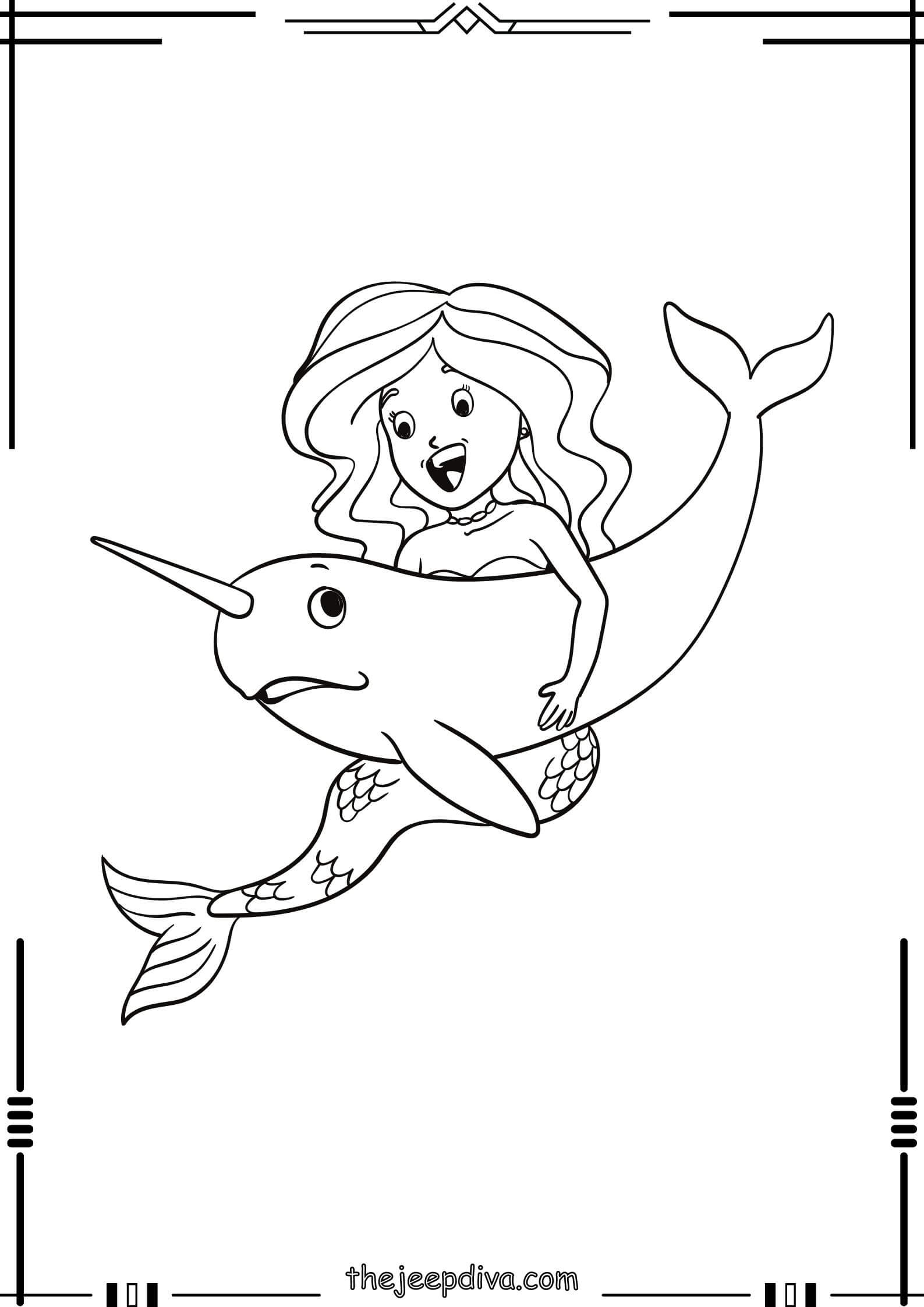 Mermaid Colouring Pages - Easy-19