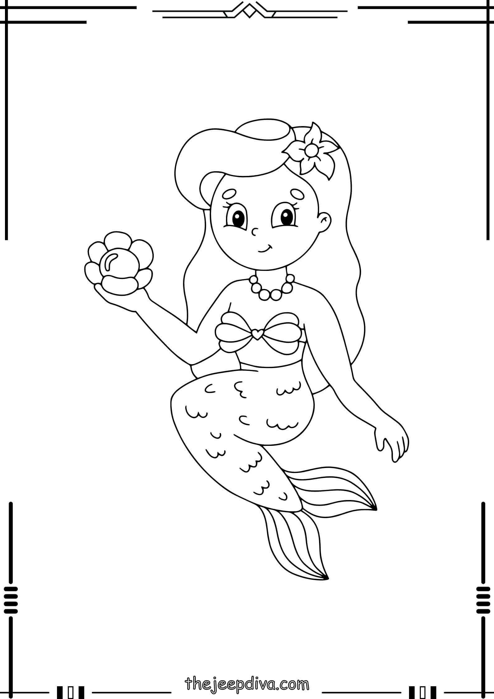 Mermaid Colouring Pages - Easy-2