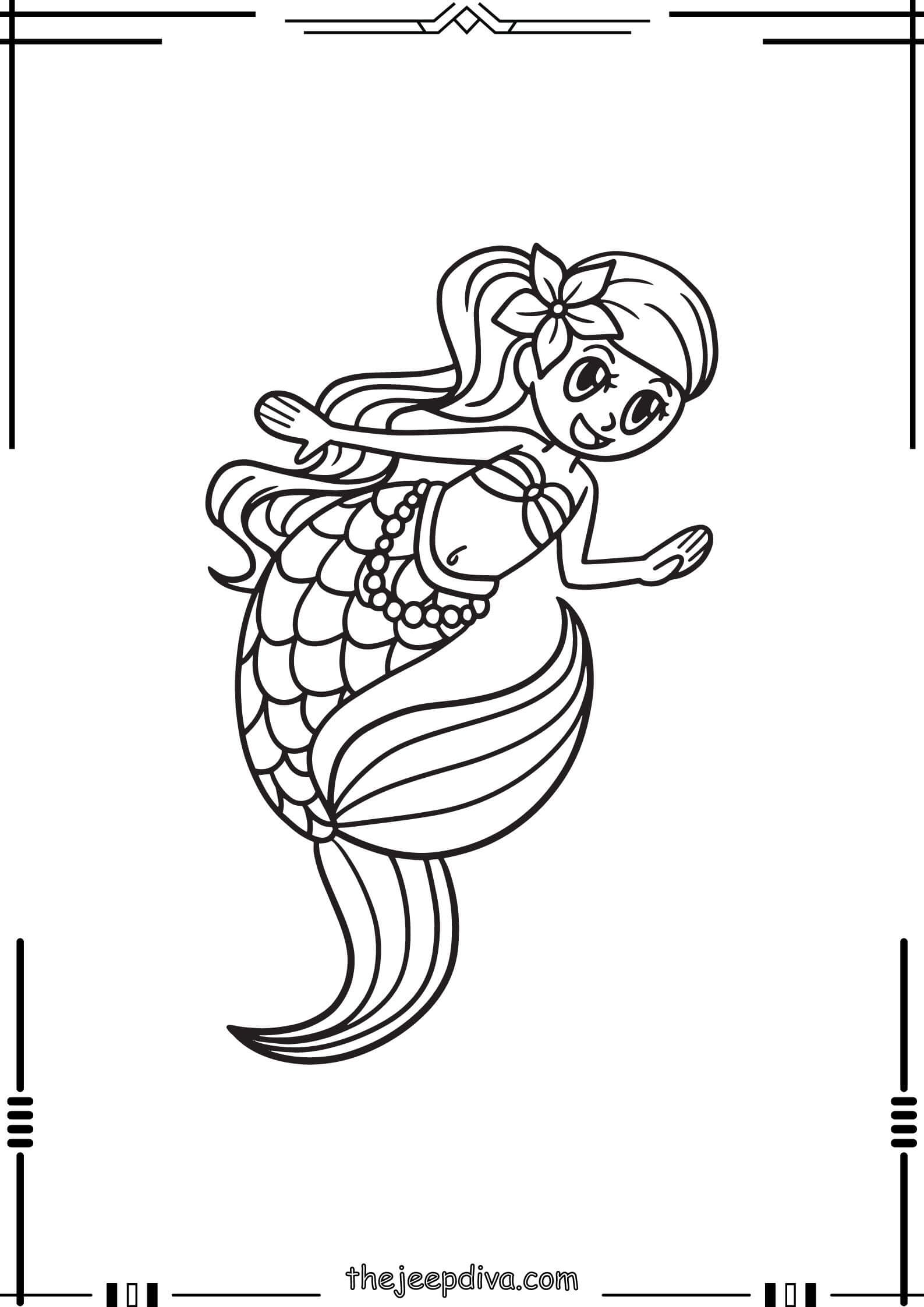 Mermaid Colouring Pages - Easy-20