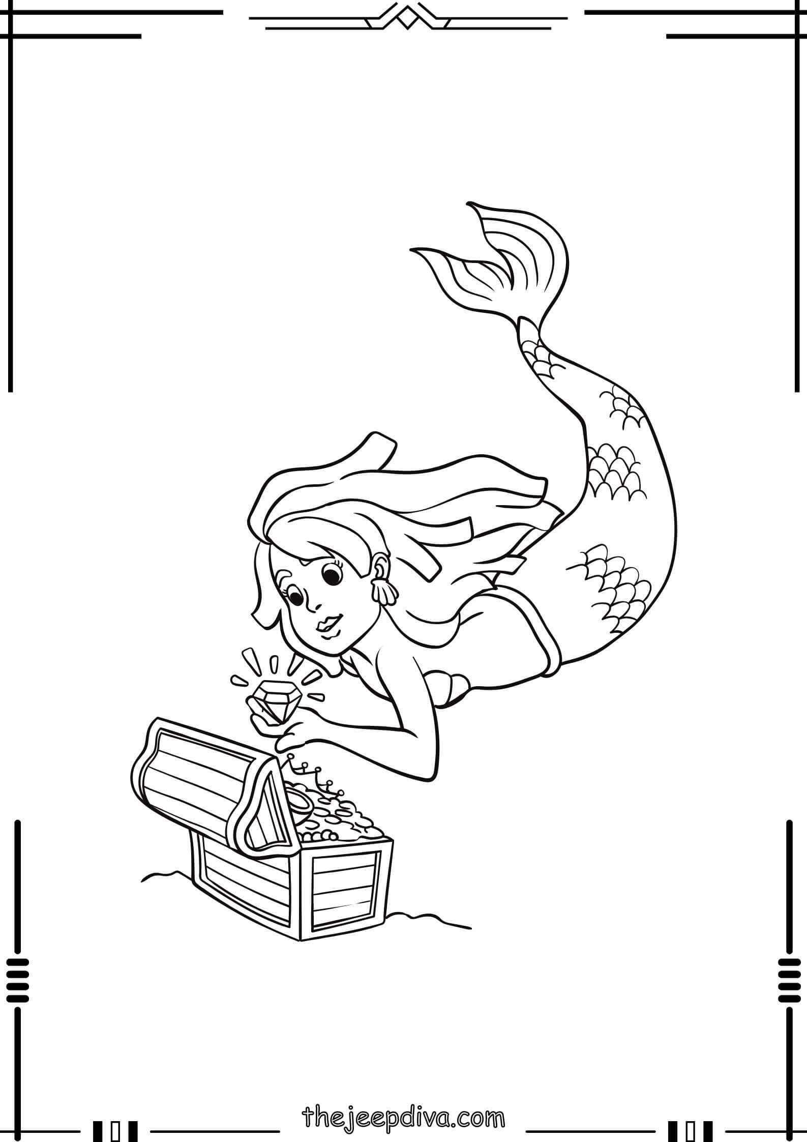 Mermaid Colouring Pages - Easy-22