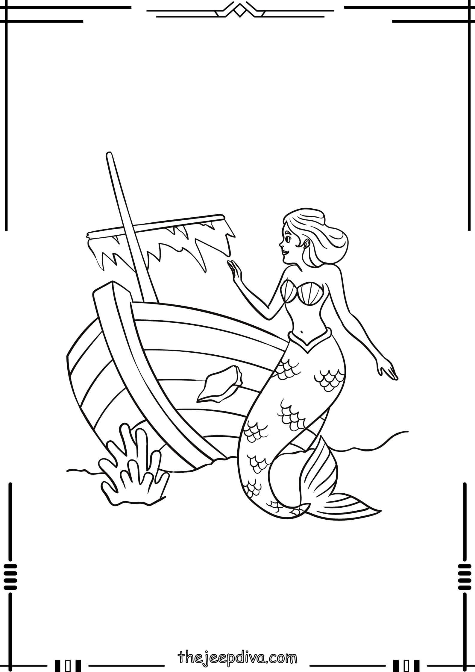 Mermaid Colouring Pages - Easy-24