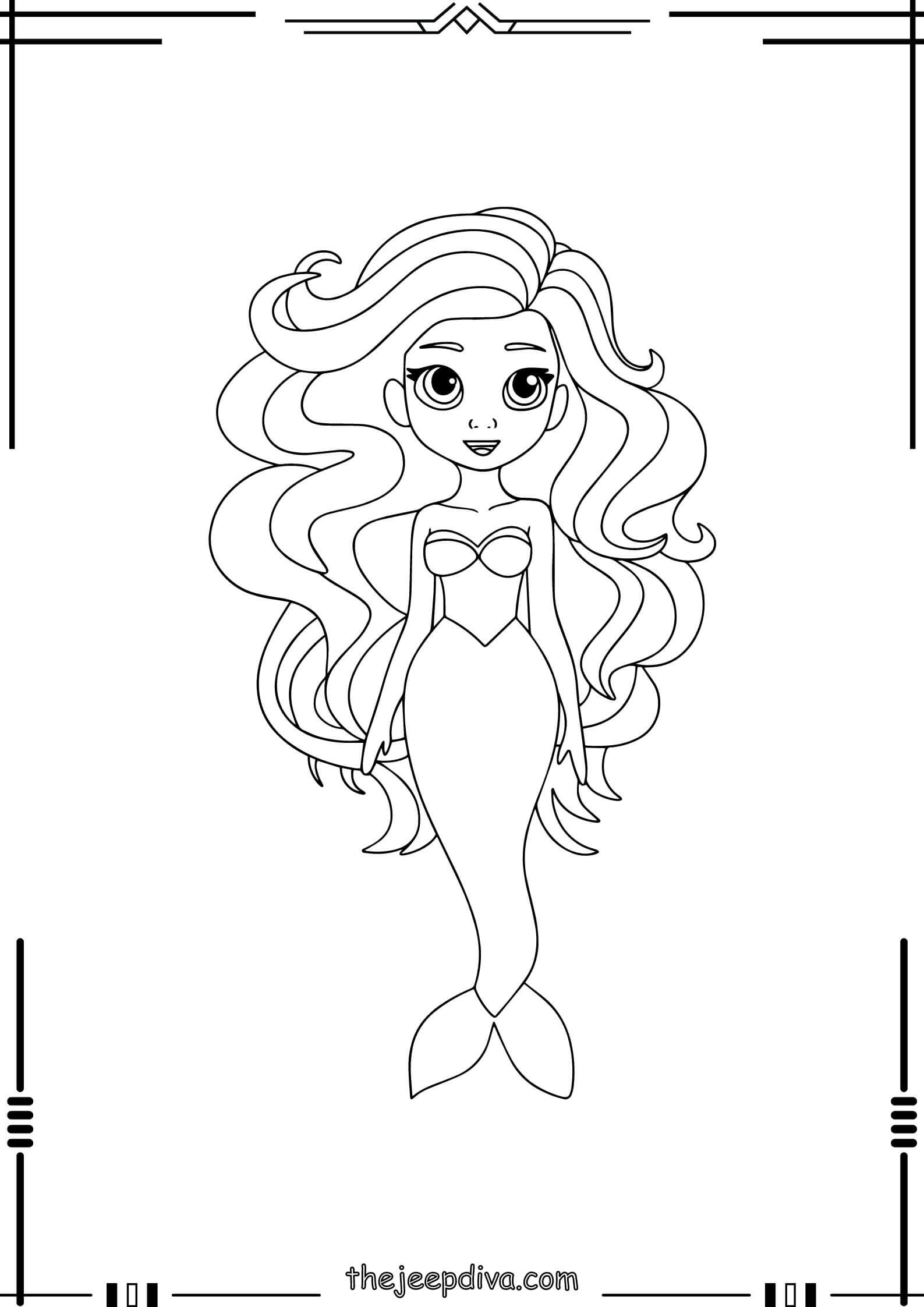 Mermaid Colouring Pages - Easy-3