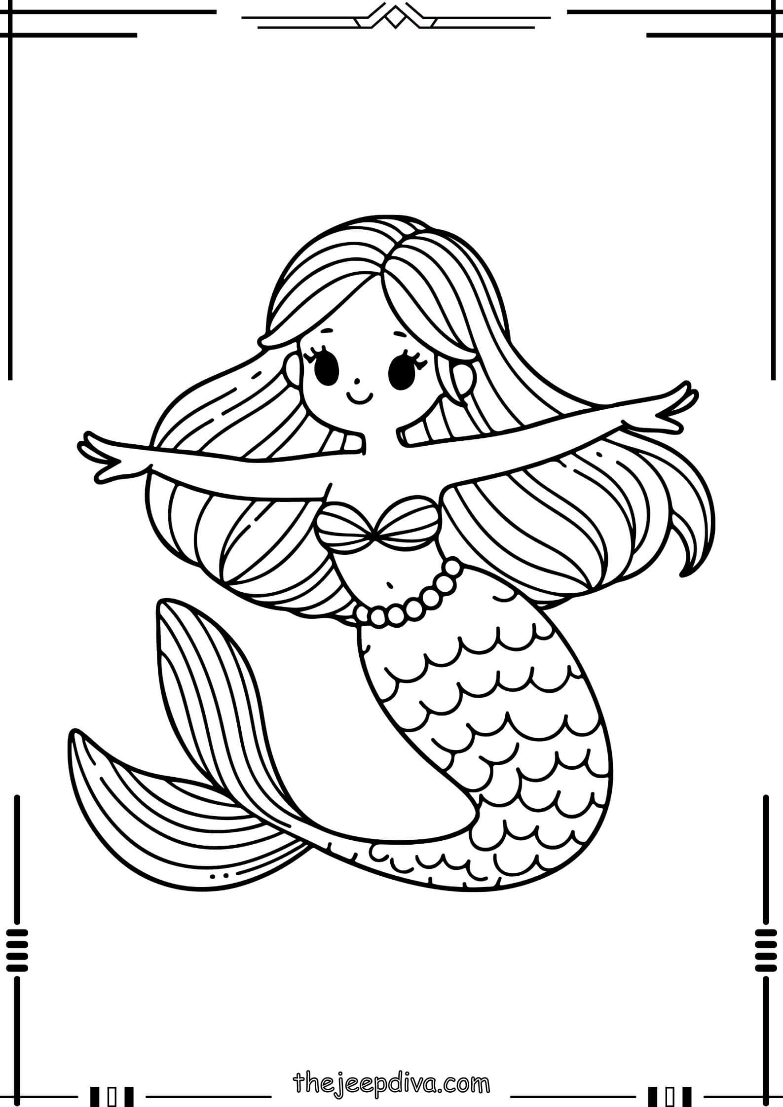 Mermaid Colouring Pages - Easy-4