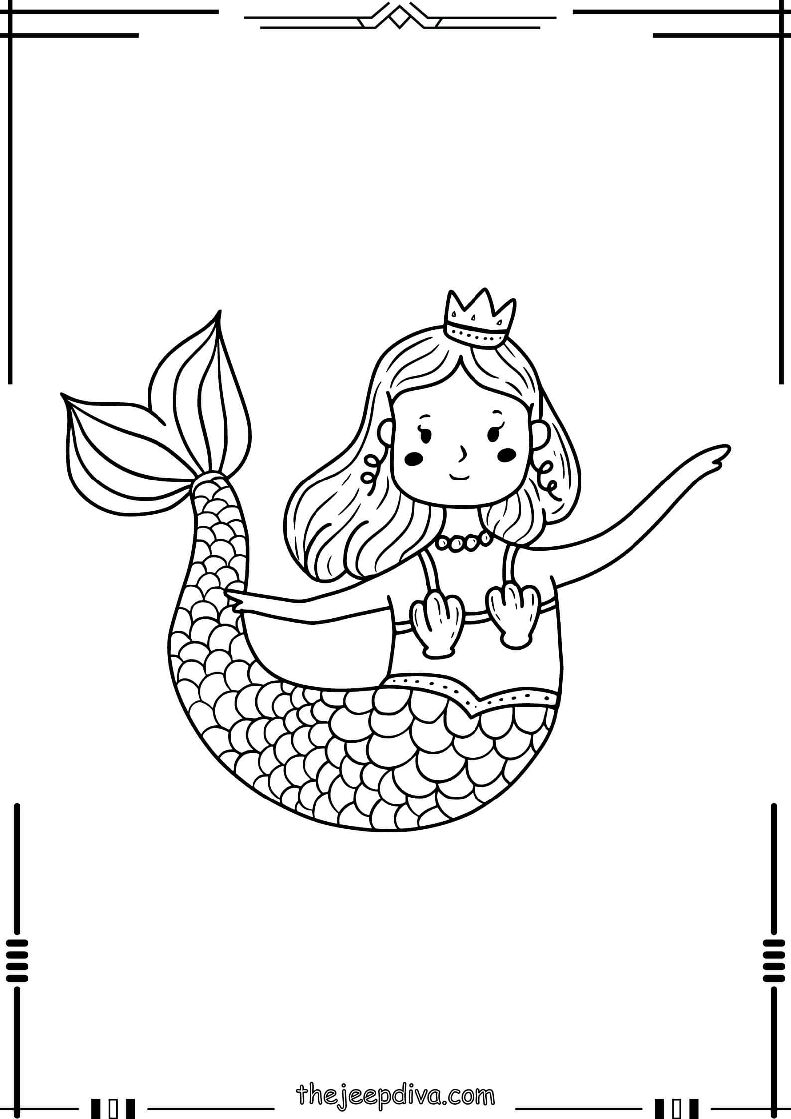 Mermaid Colouring Pages - Easy-5