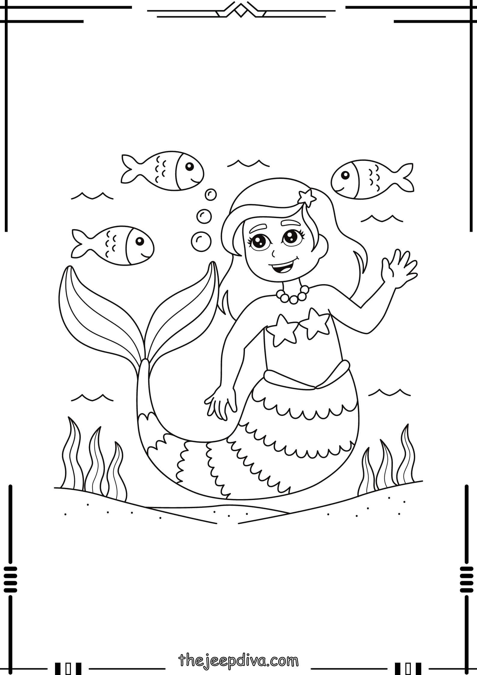 Mermaid Colouring Pages - Easy-6