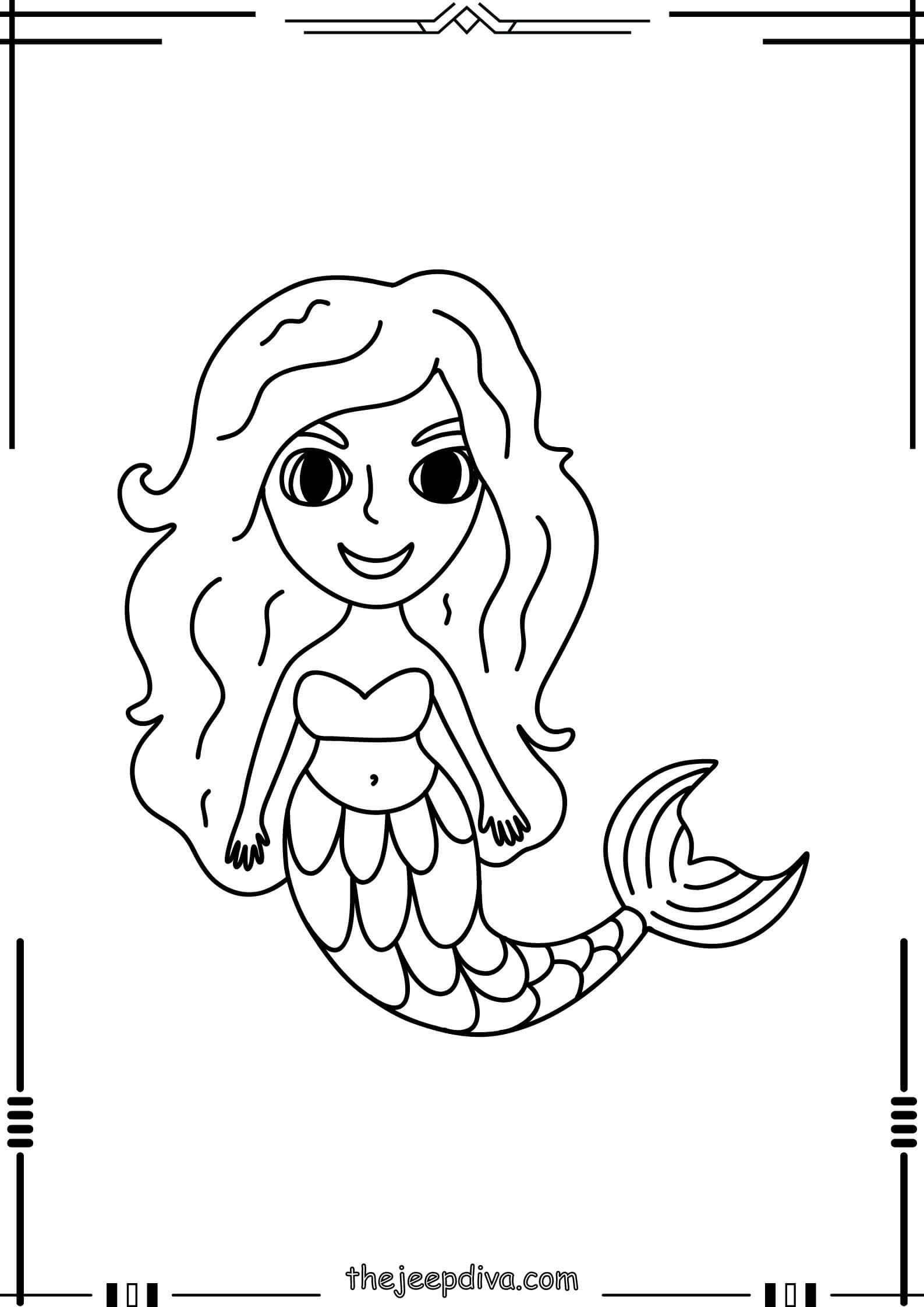 Mermaid Colouring Pages - Easy-7