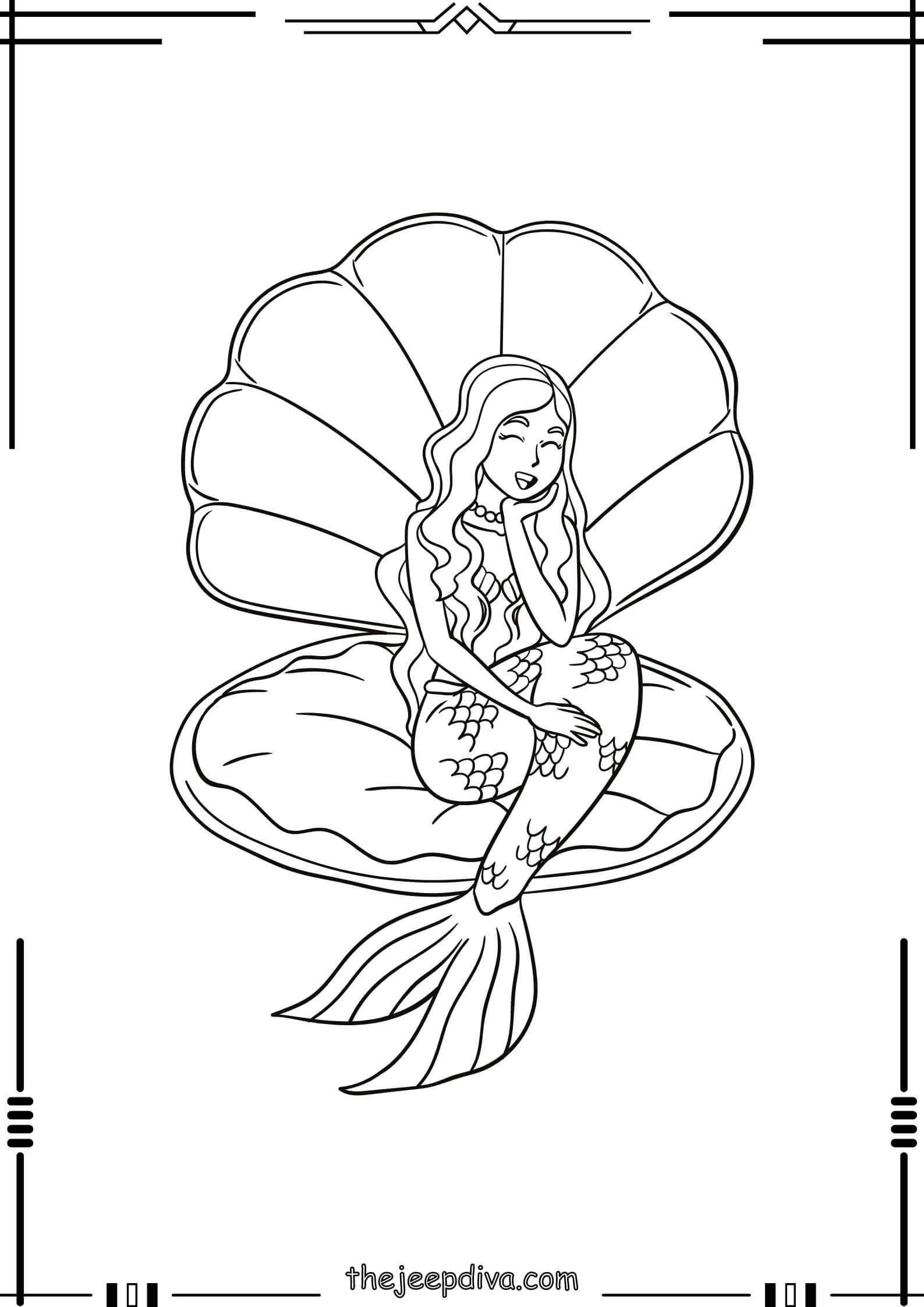 Mermaid Colouring Pages - Easy-8