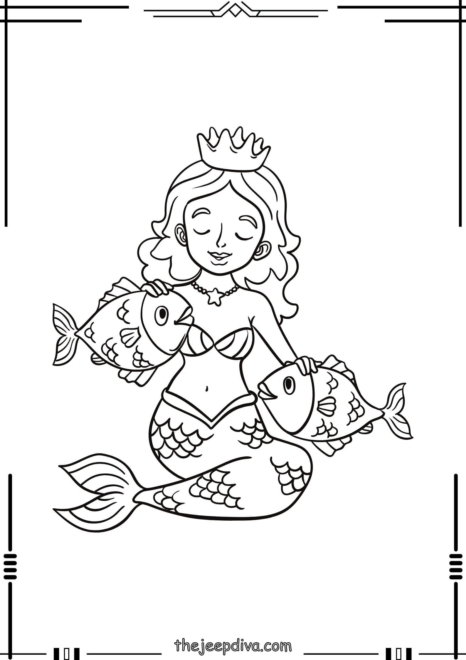 Mermaid Colouring Pages - Easy-9