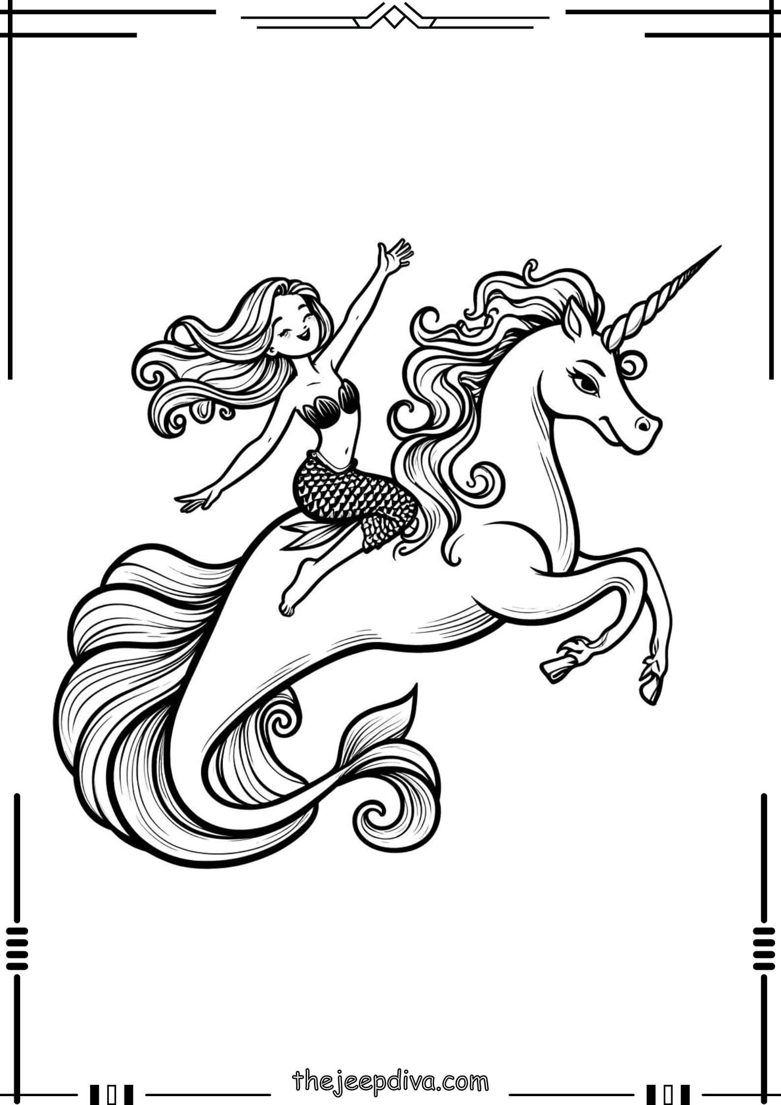 Mermaid Colouring Pages - Hard-1