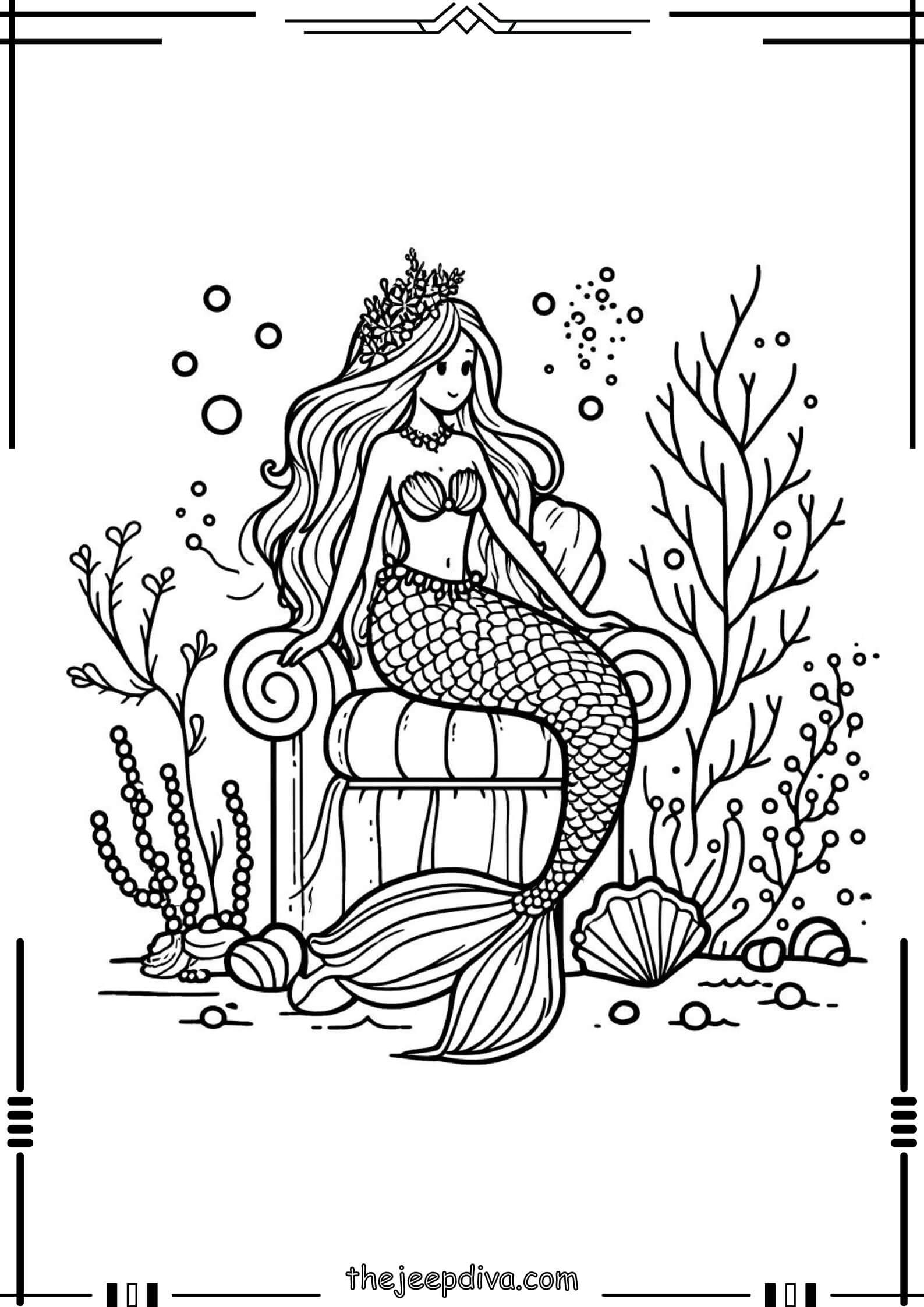 Mermaid Colouring Pages - Hard-10