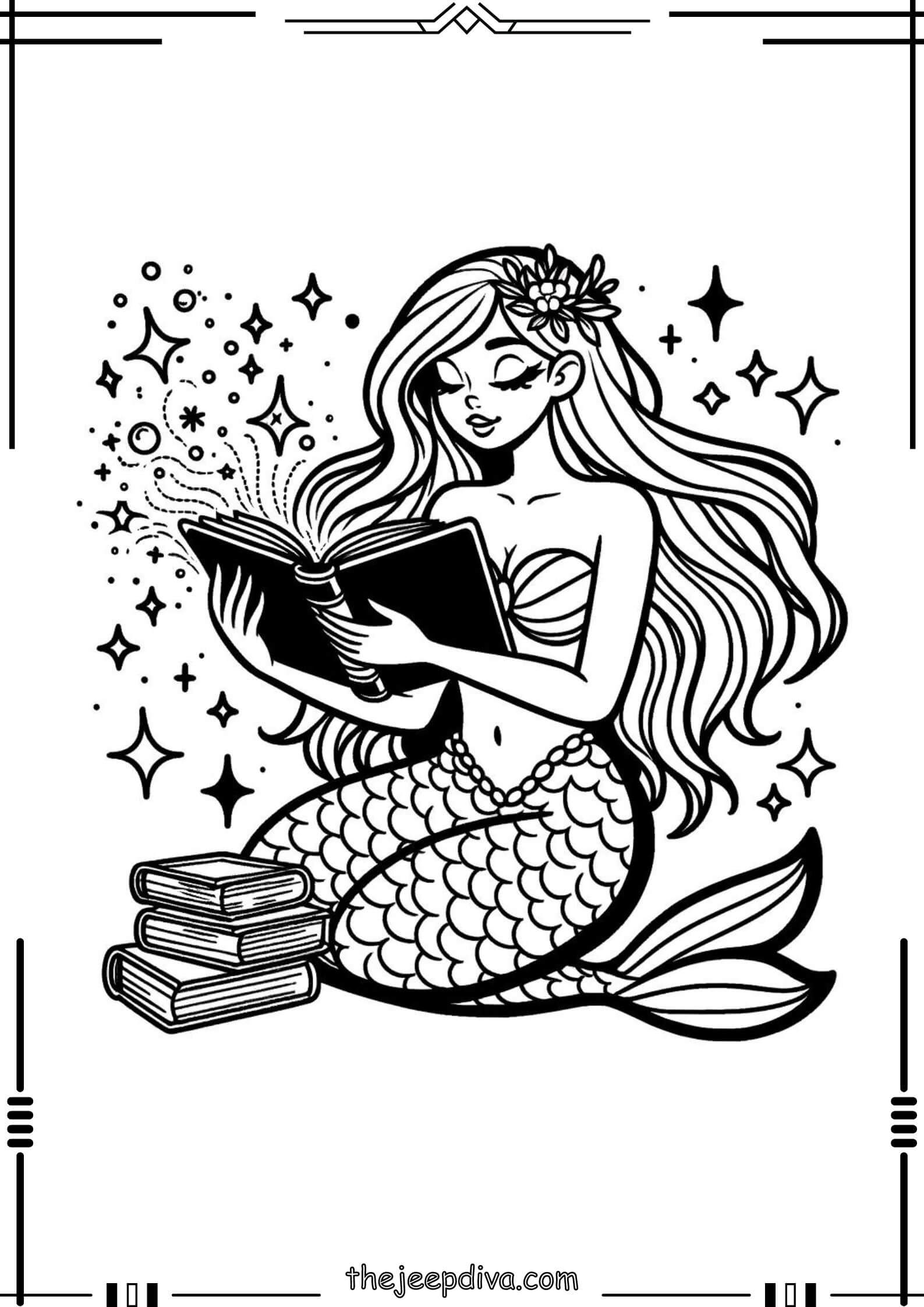 Mermaid Colouring Pages - Hard-11