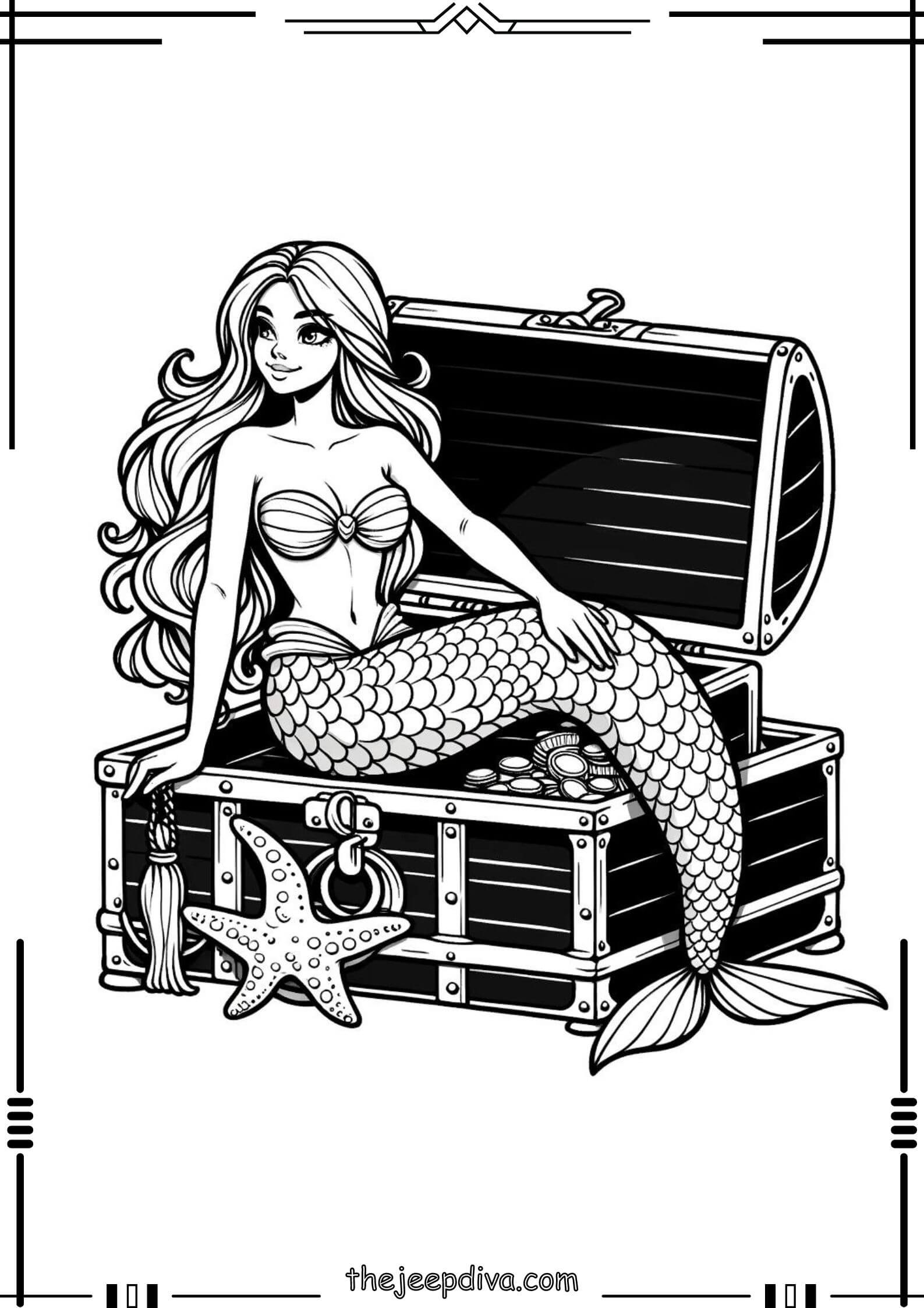 Mermaid Colouring Pages - Hard-12